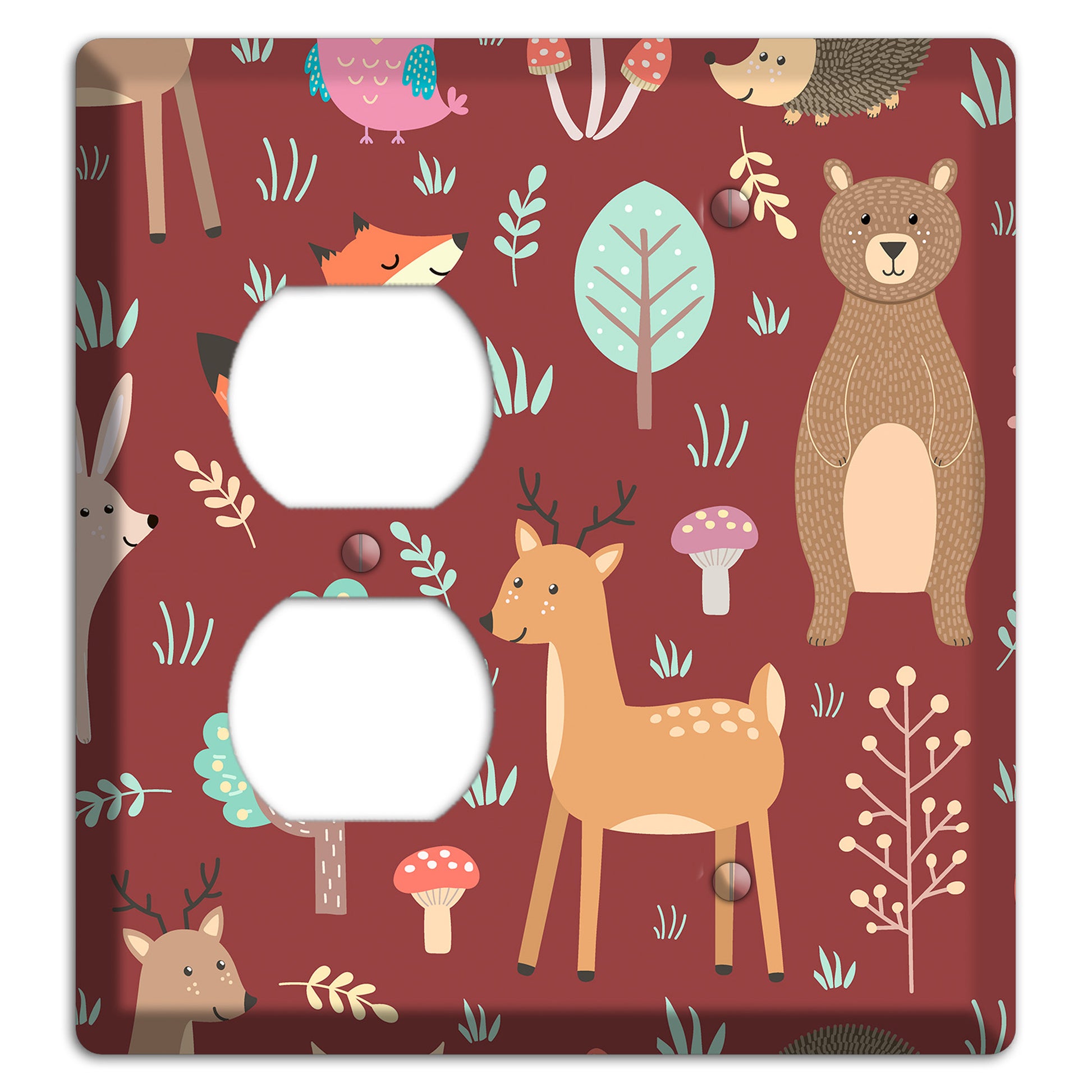 Woodland Friends (Maroon) Duplex / Blank Wallplate