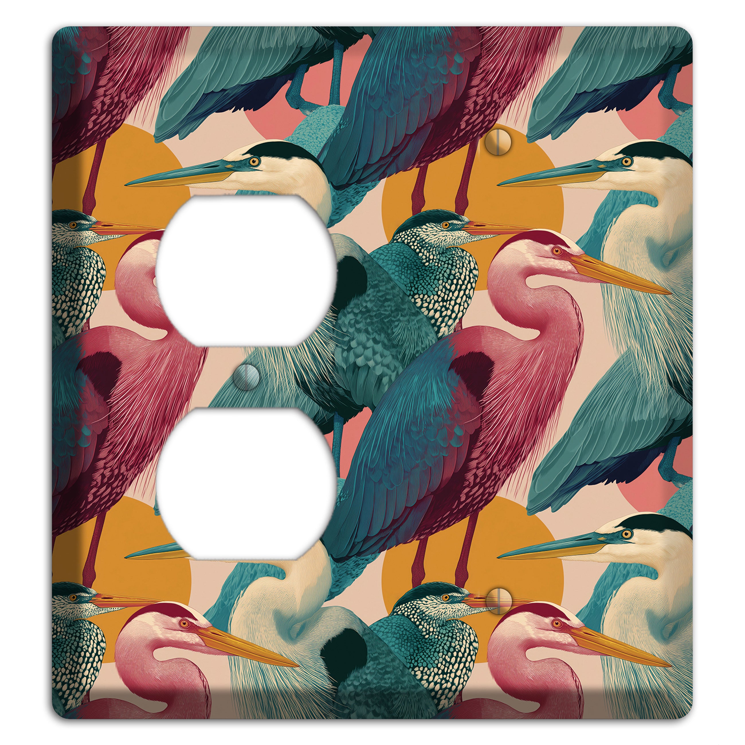 Teal Heron Mosaic Duplex / Blank Wallplate