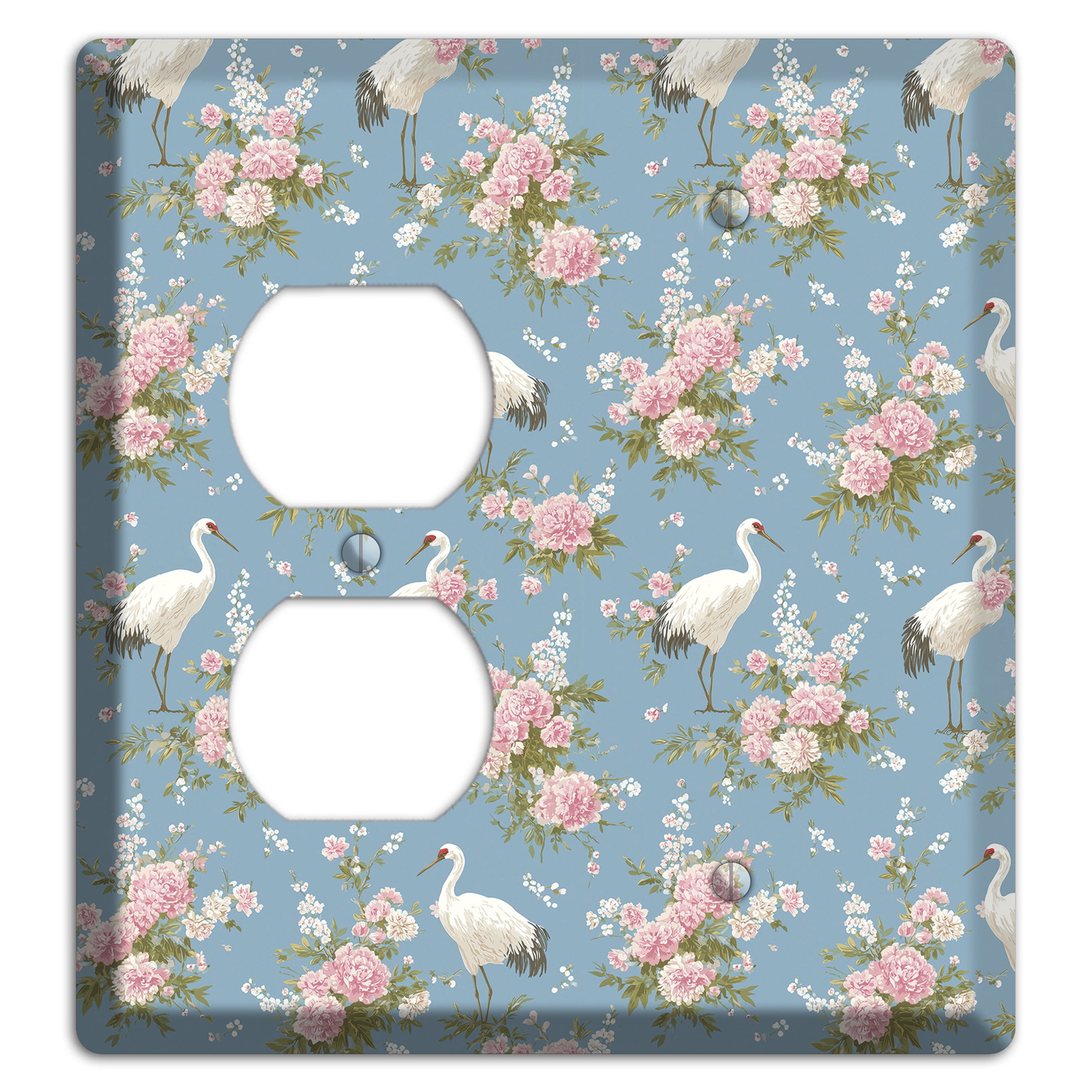 Dusty Blue Peony Flight Duplex / Blank Wallplate