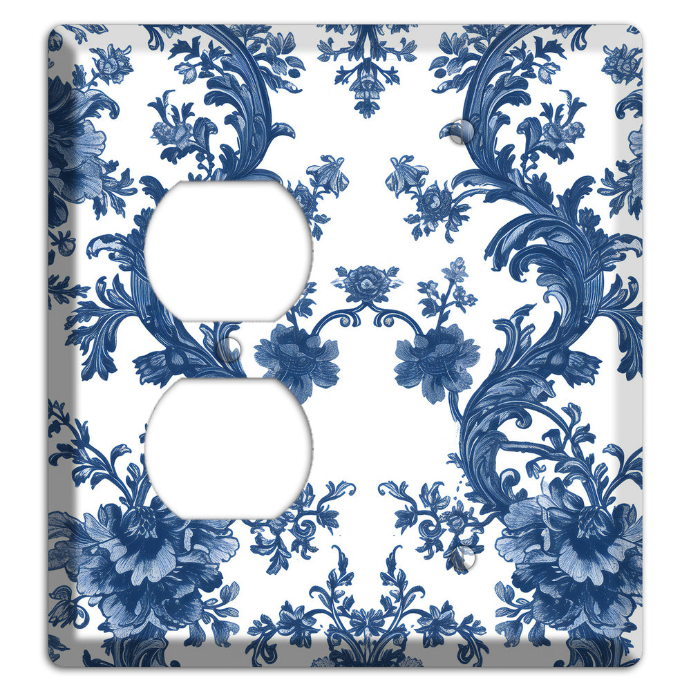 Cobalt Garden Damask Duplex / Blank Wallplate