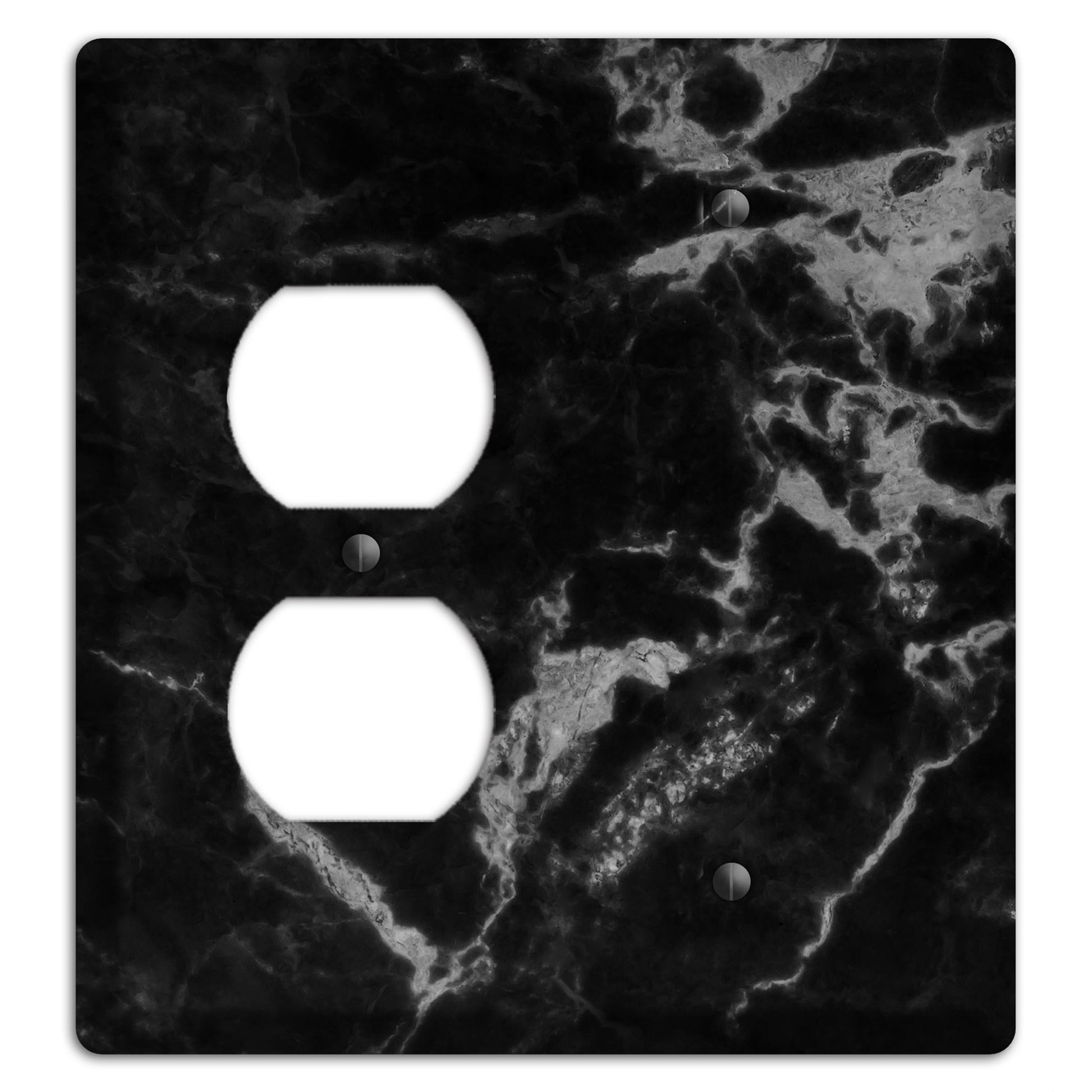 Black and Silver Marble Duplex / Blank Wallplate