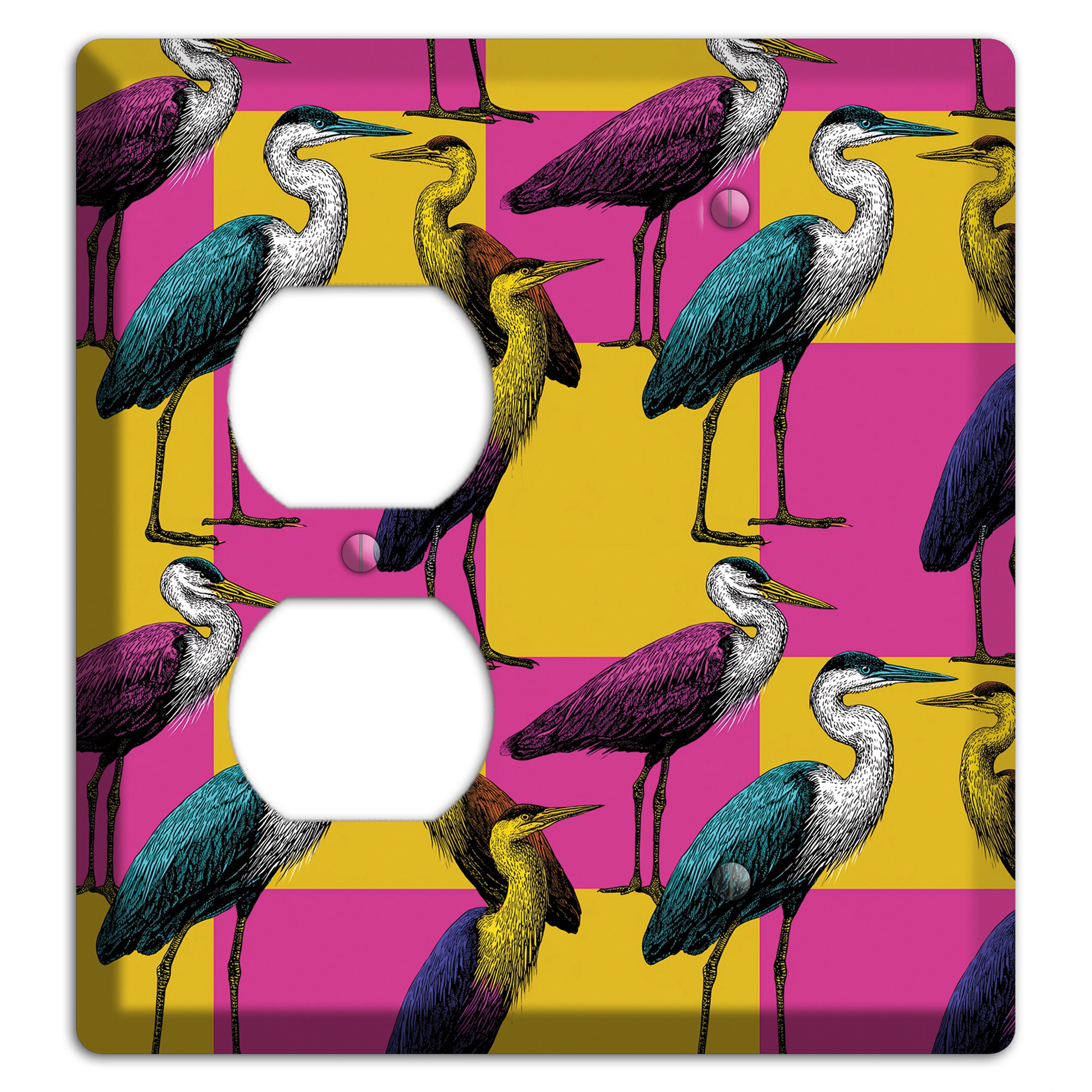 Magenta Heron Grid Duplex / Blank Wallplate
