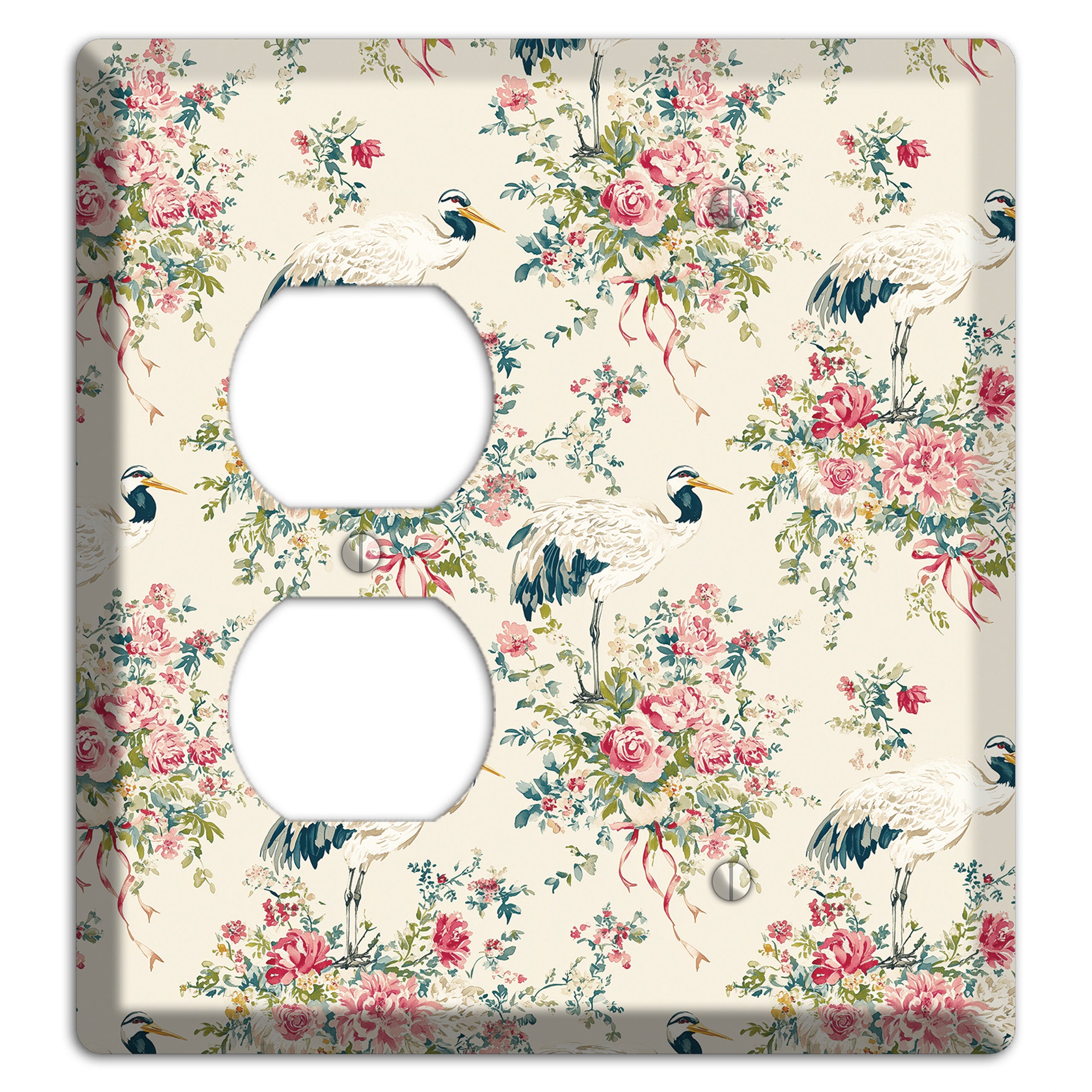 Blossom & Crane Duplex / Blank Wallplate