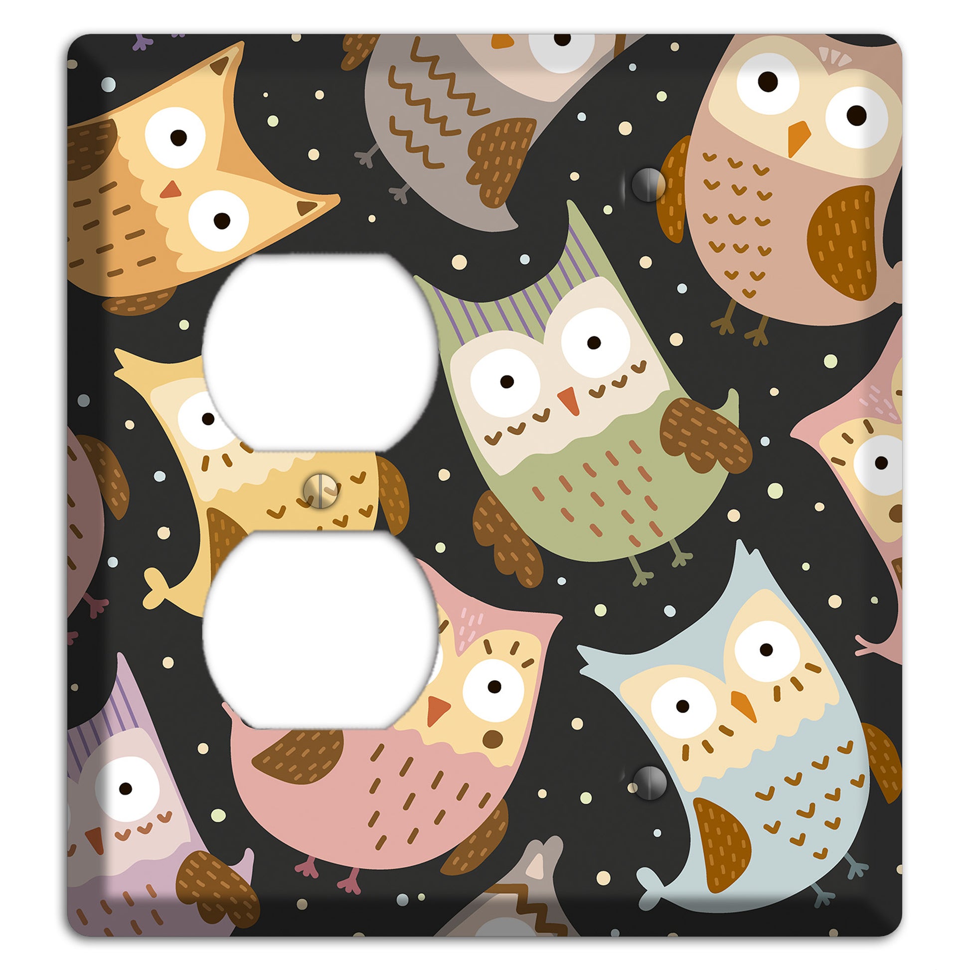 Sleepy Owls (Charcoal) Duplex / Blank Wallplate