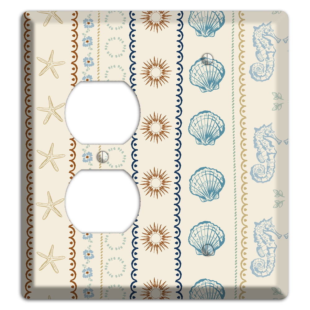 Ivory Seahorse Stripe Duplex / Blank Wallplate