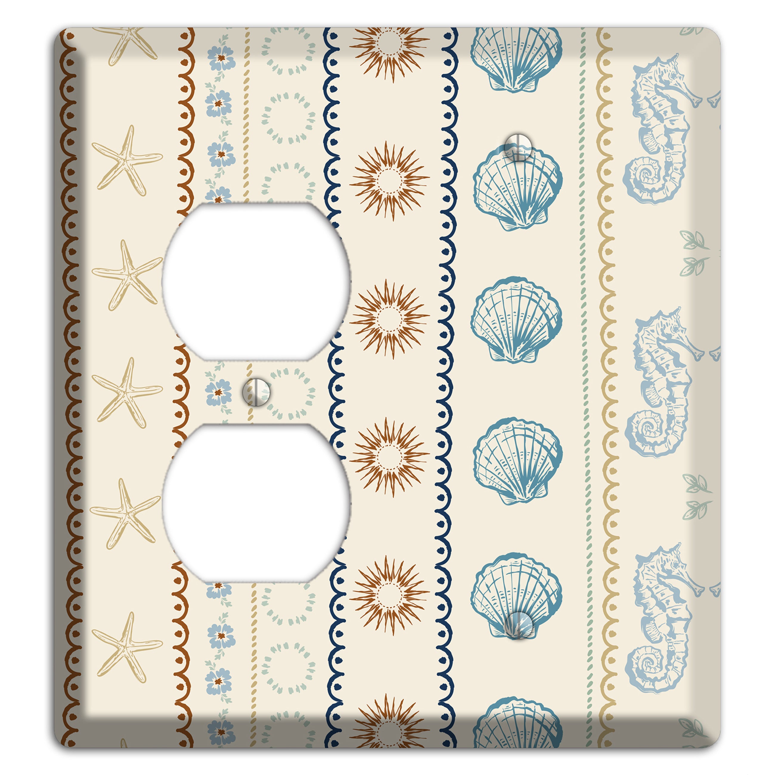 Ivory Seahorse Stripe Duplex / Blank Wallplate