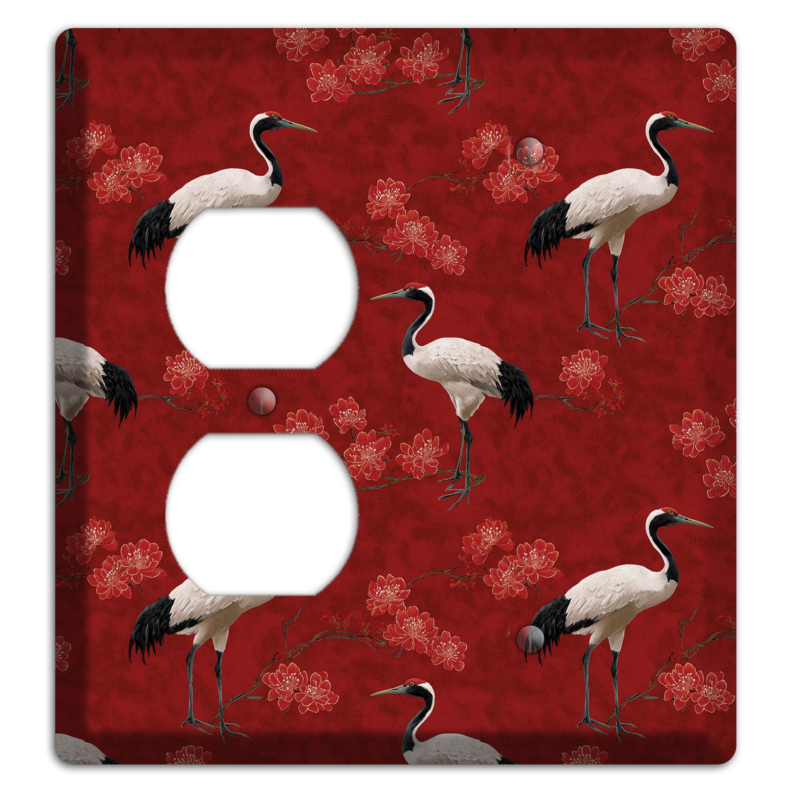 Vermillion Crane Bloom Duplex / Blank Wallplate