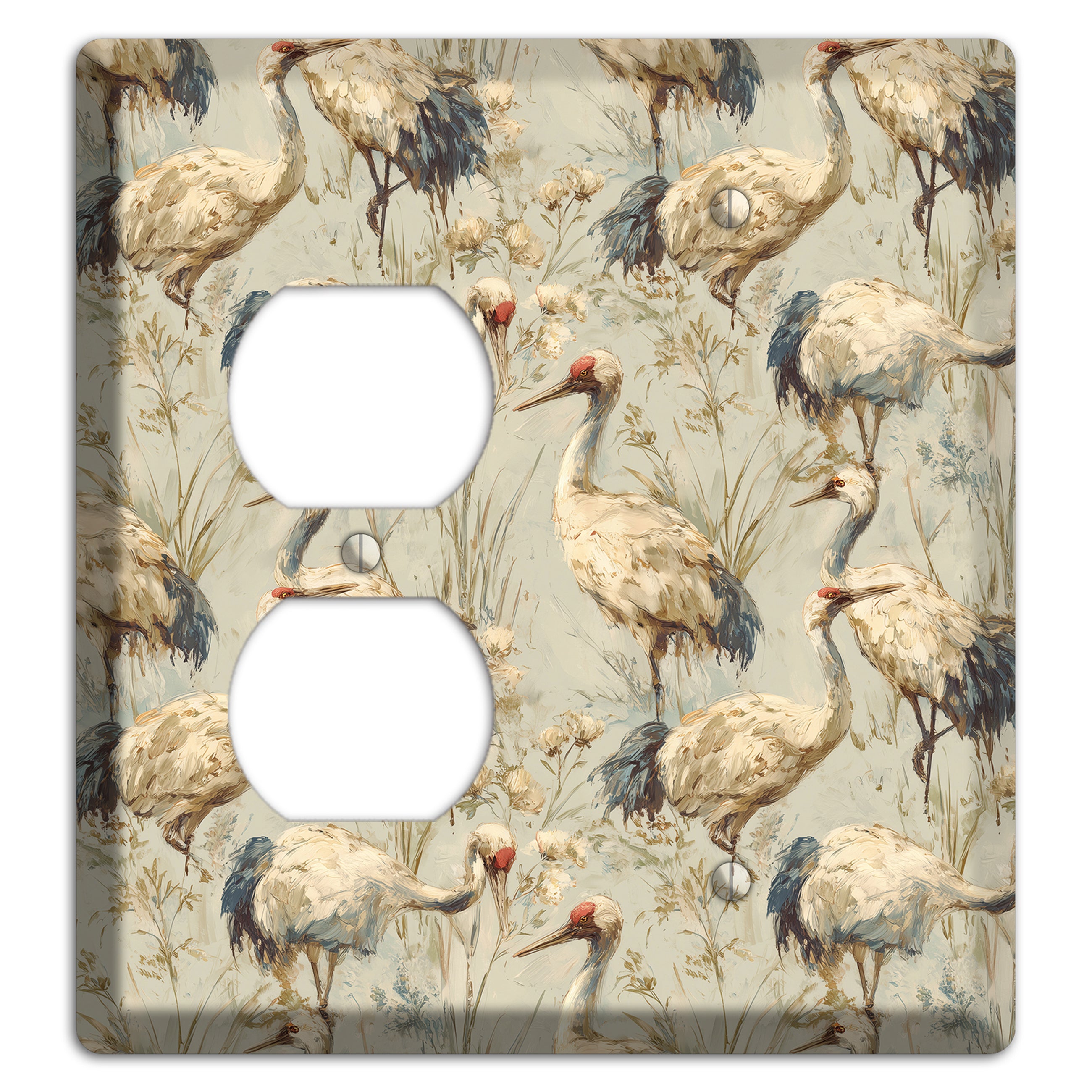 Driftwood Crane Marsh Duplex / Blank Wallplate