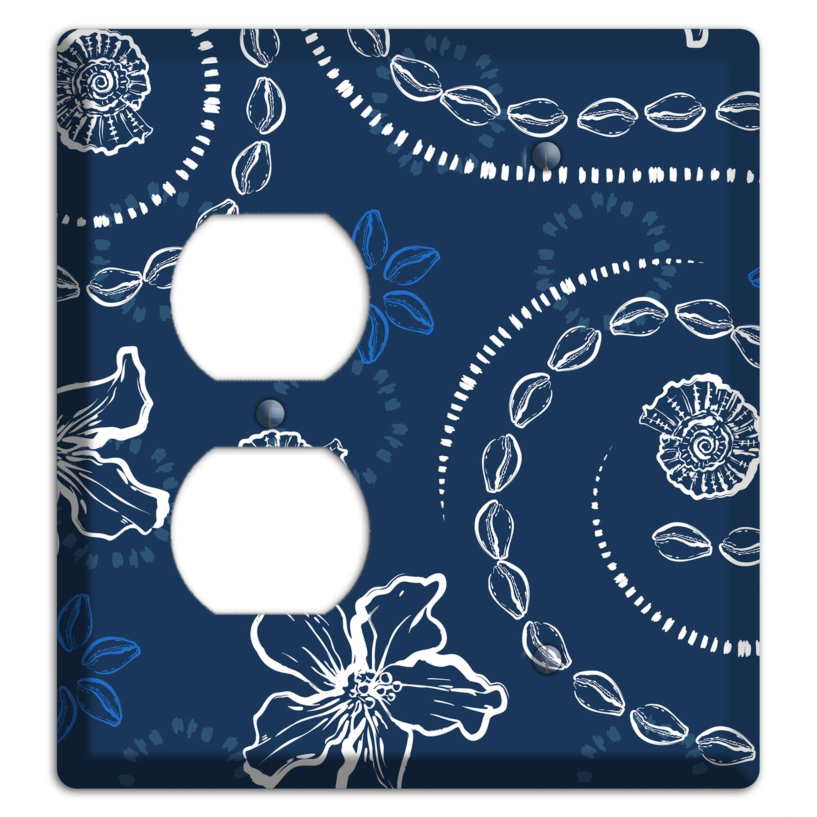 Indigo Cowrie Spiral Duplex / Blank Wallplate
