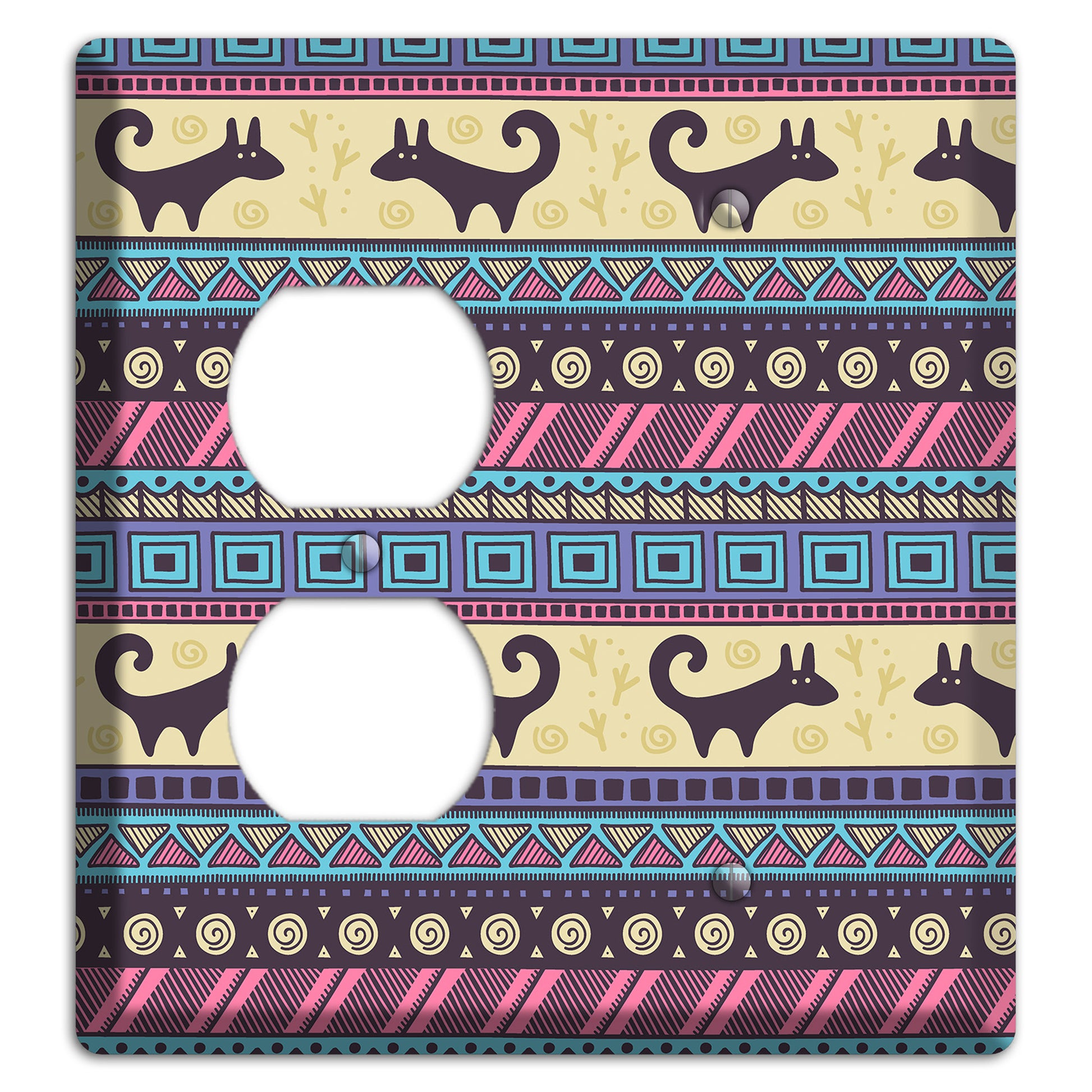 Folk Fox Stripes Duplex / Blank Wallplate