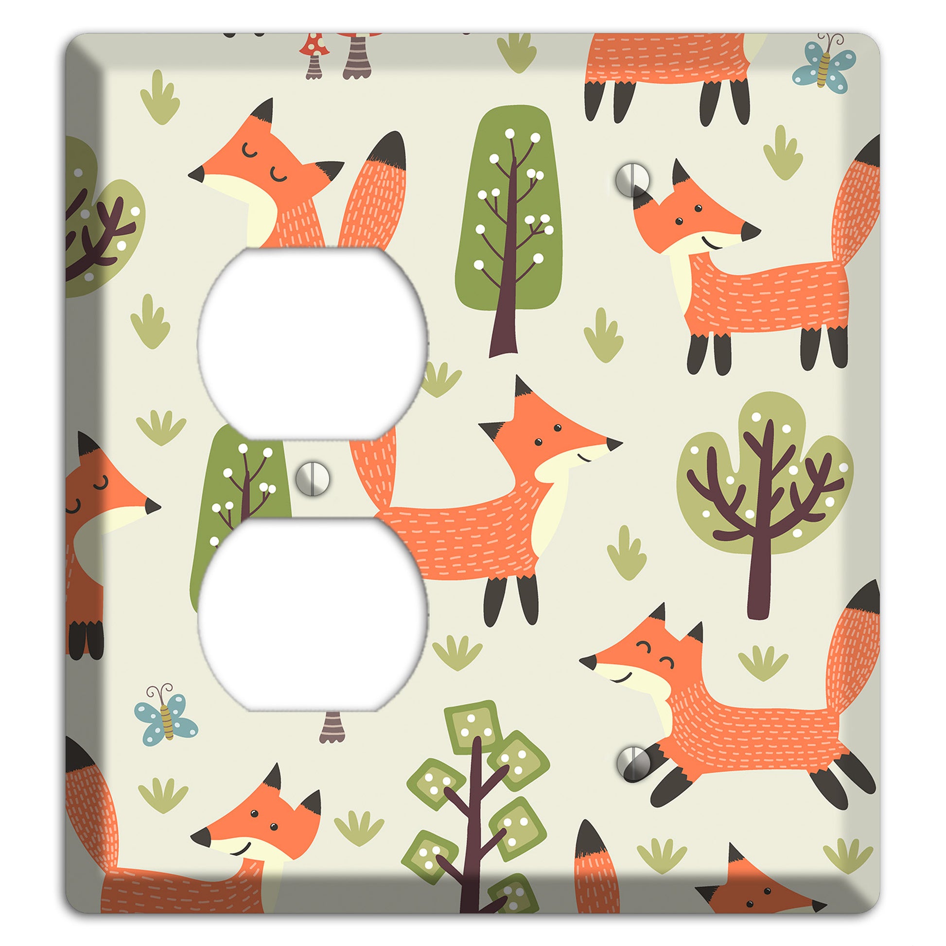 Fox & Forest (Olive) Duplex / Blank Wallplate