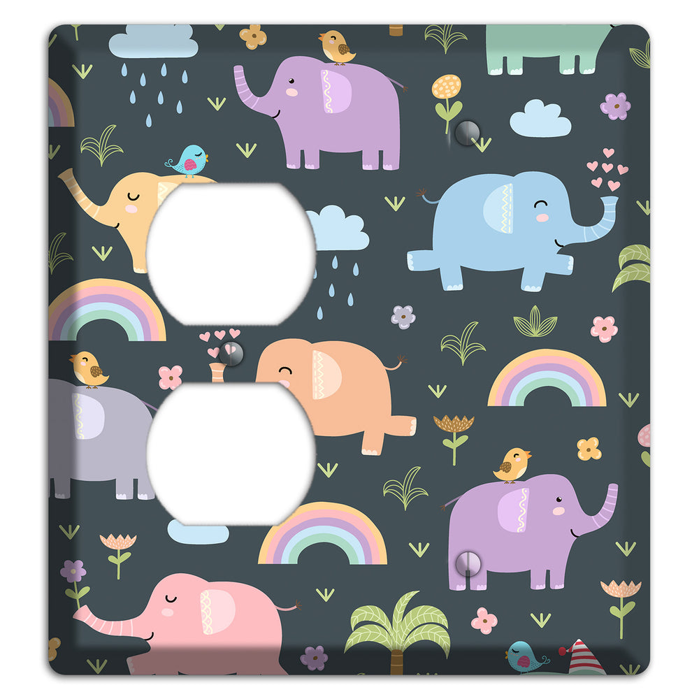Elephant Parade (Charcoal) Duplex / Blank Wallplate
