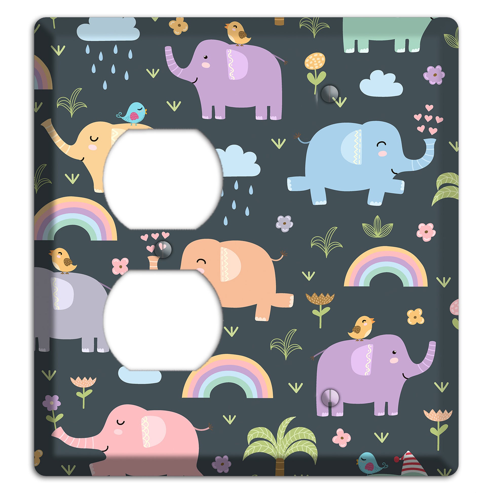 Elephant Parade (Charcoal) Duplex / Blank Wallplate