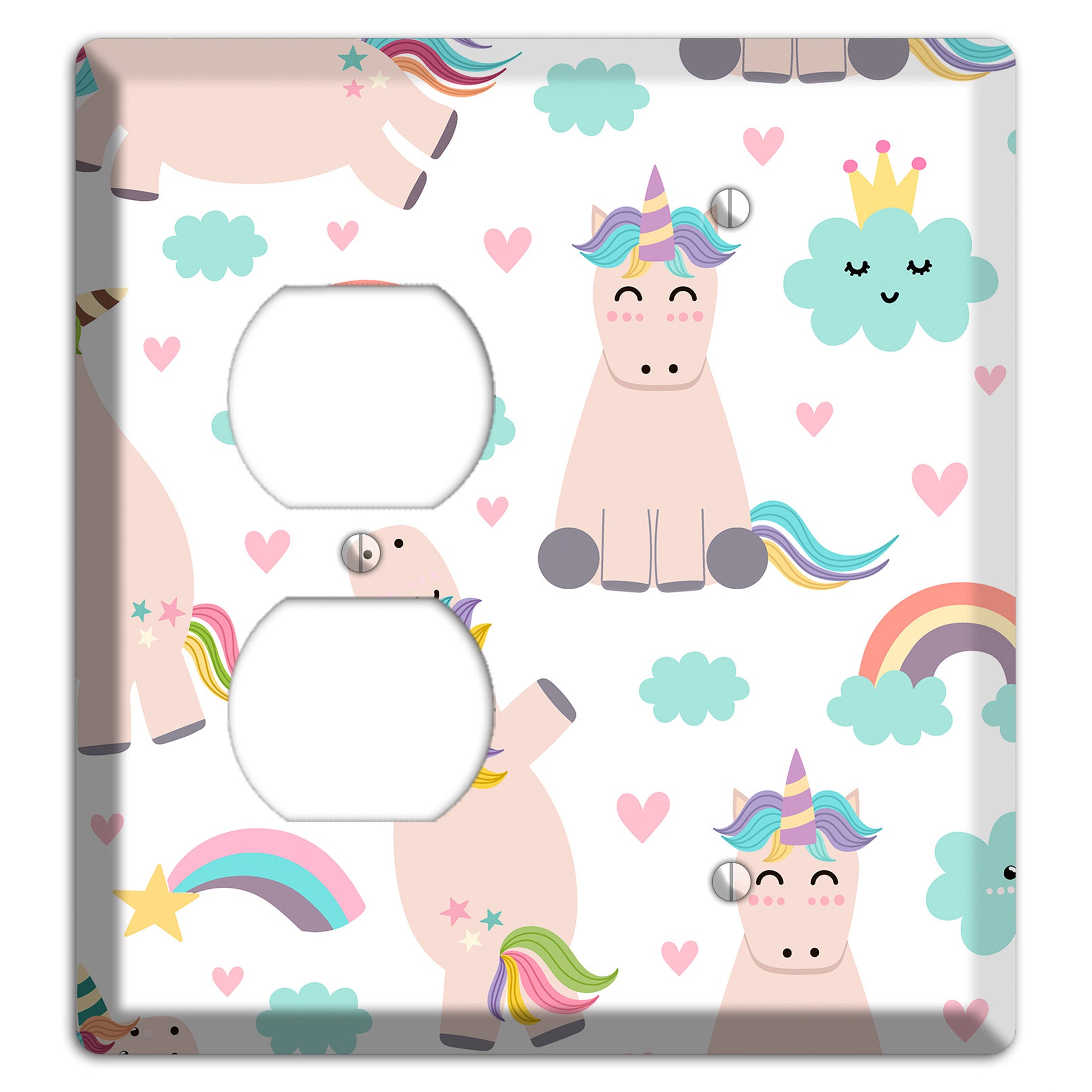 Rainbow Cloud Herd Duplex / Blank Wallplate