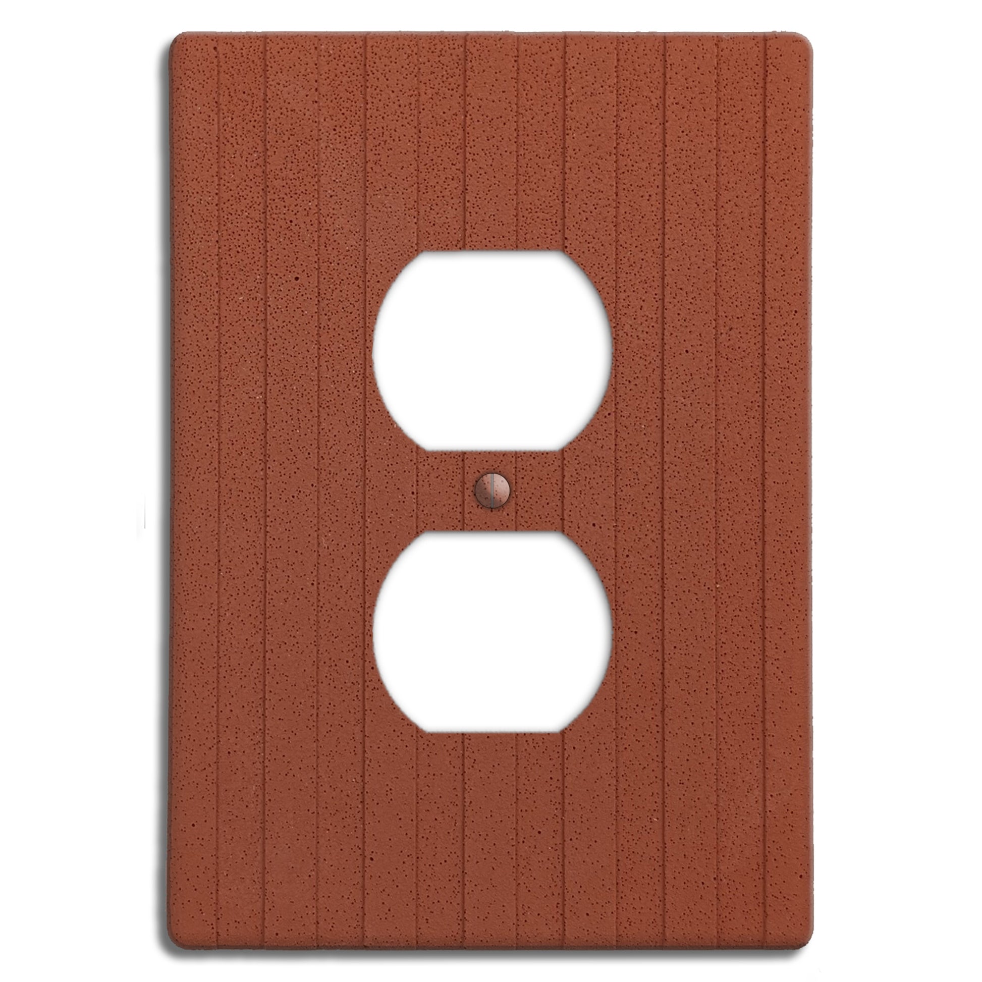 Terra Red Boho Stripes Duplex Outlet Cover Plate