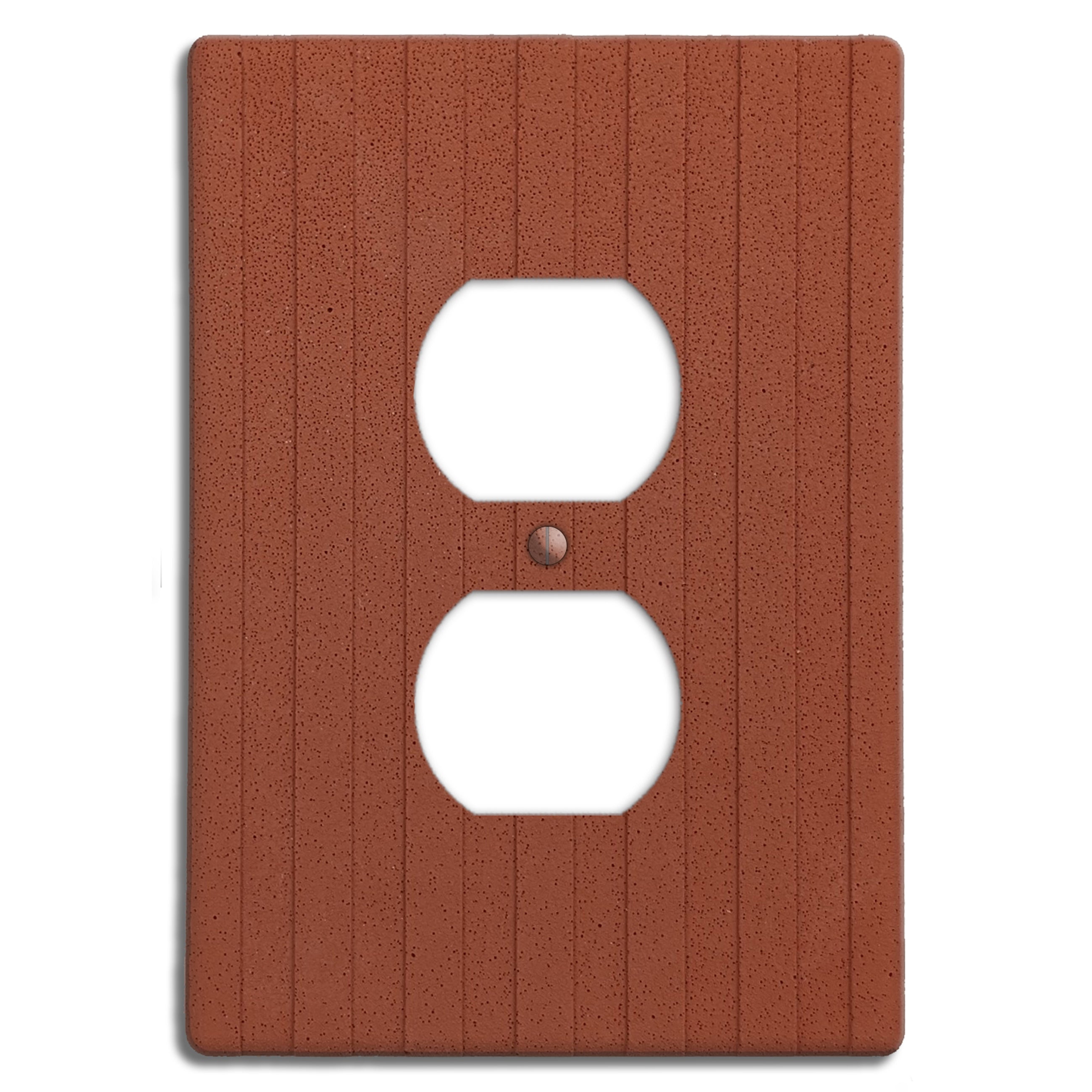Terra Red Boho Stripes Duplex Outlet Cover Plate