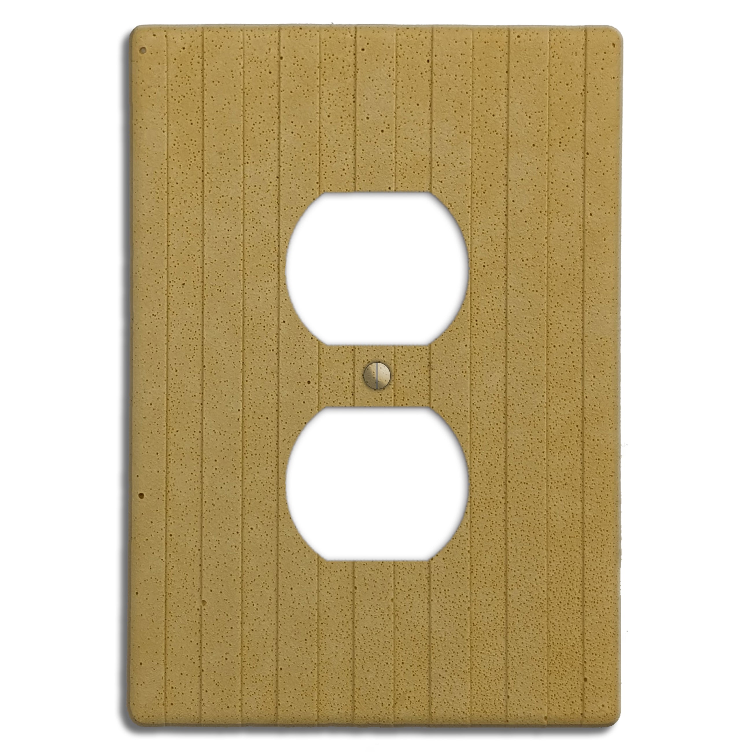 Saffron Yellow Boho Stripes Duplex Outlet Cover Plate