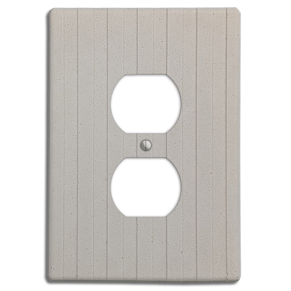 White Boho Stripes Duplex Outlet Cover Plate