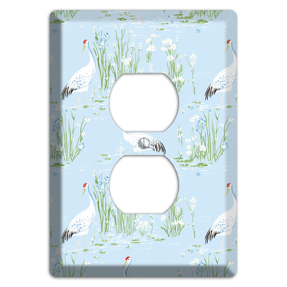 Azure Crane Sanctuary Duplex Outlet Wallplate