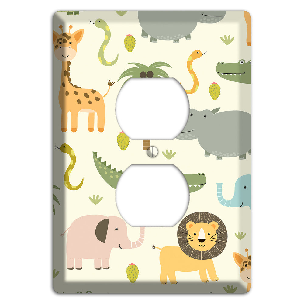 Jungle Friends (Cream) Duplex Outlet Wallplate
