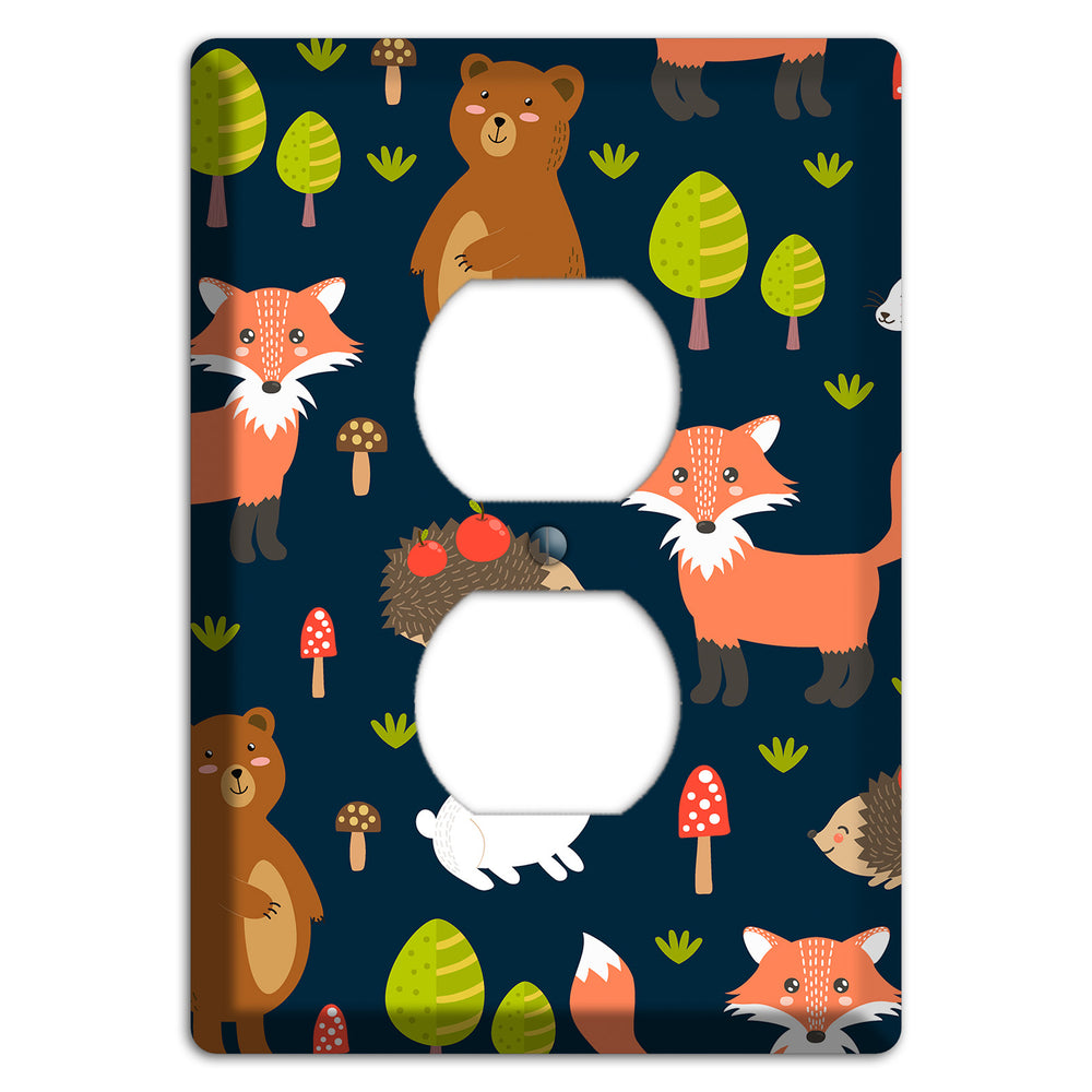 Forest Critters (Navy) Duplex Outlet Wallplate