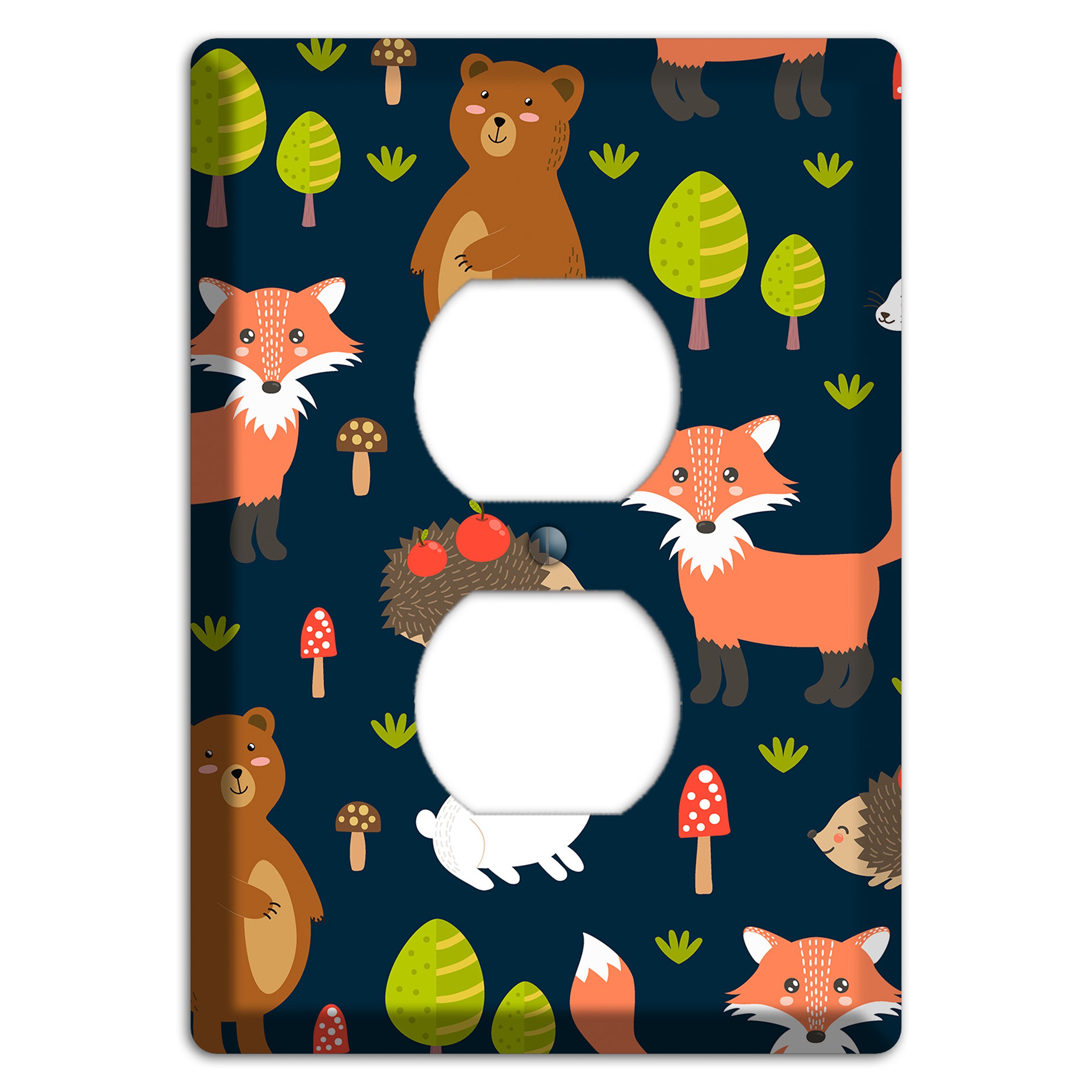 Forest Critters (Navy) Duplex Outlet Wallplate