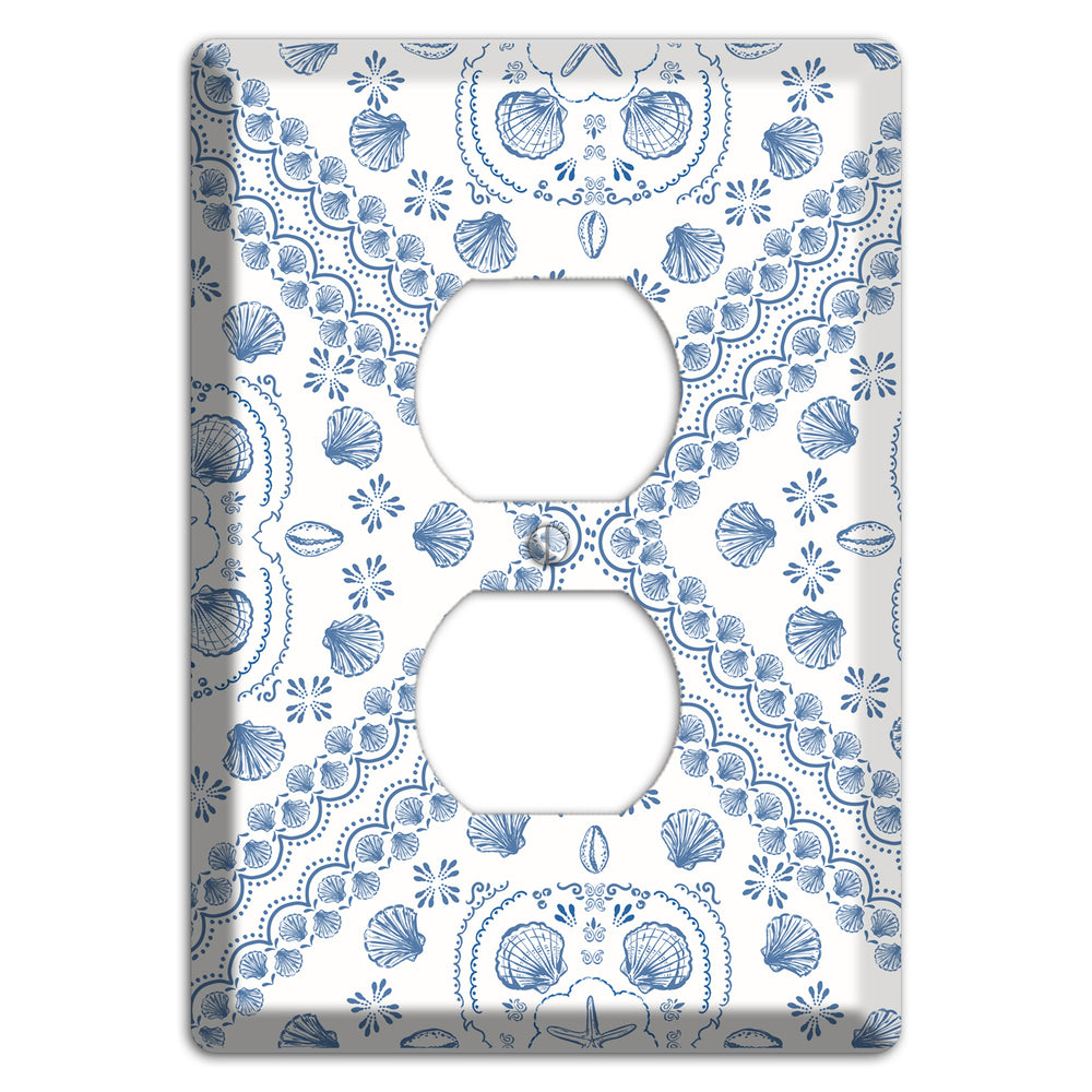 Azure Shell Damask Duplex Outlet Wallplate