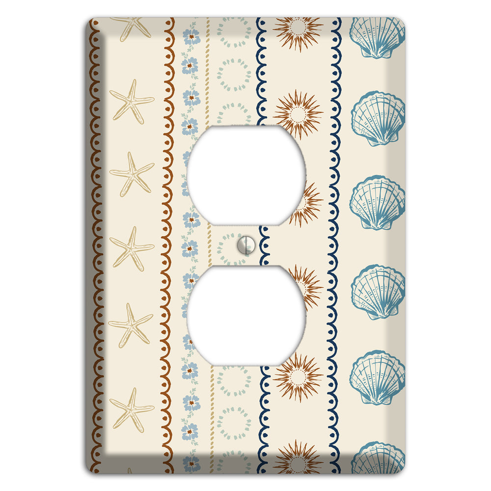 Ivory Seahorse Stripe Duplex Outlet Wallplate