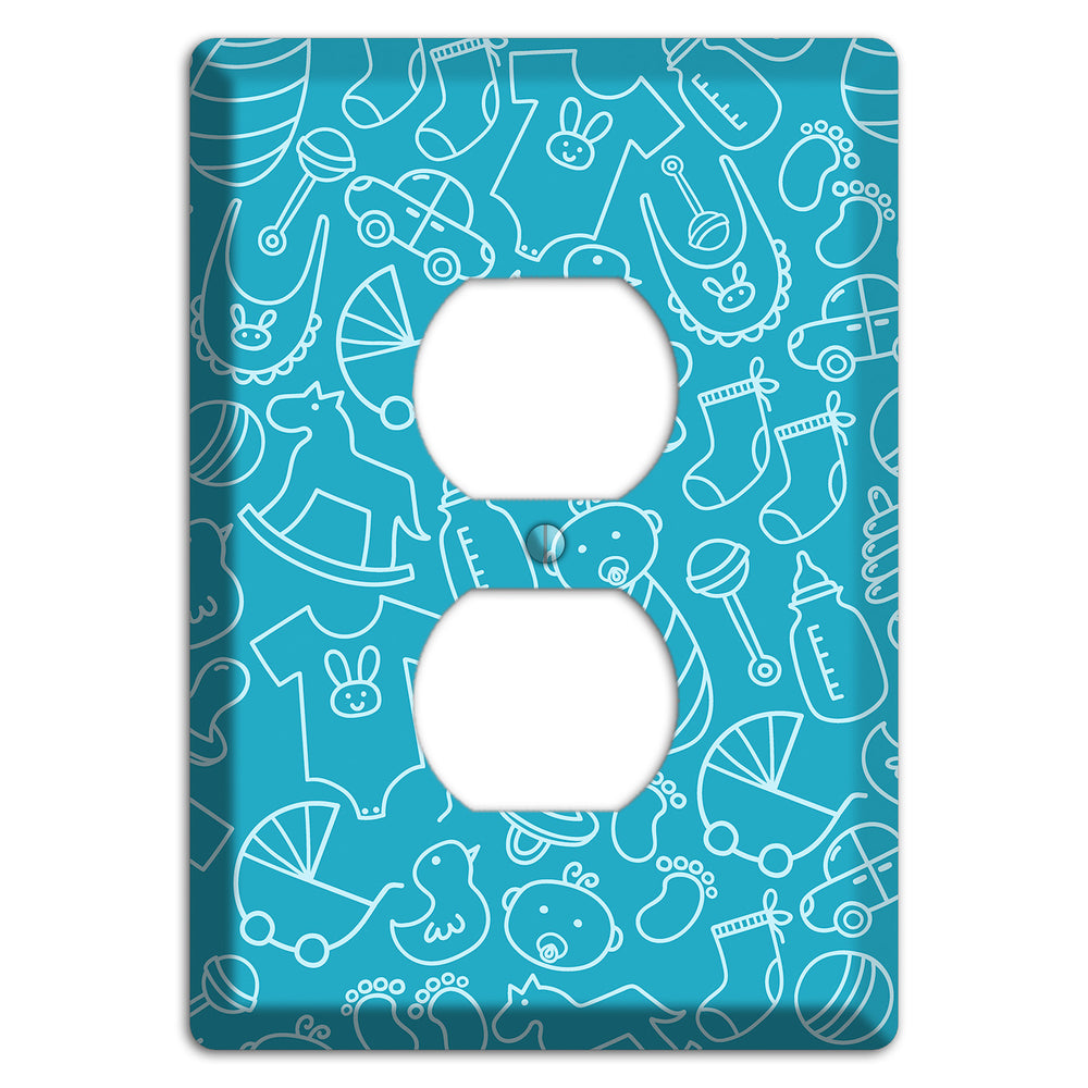 Line Art Baby Blue Duplex Outlet Wallplate