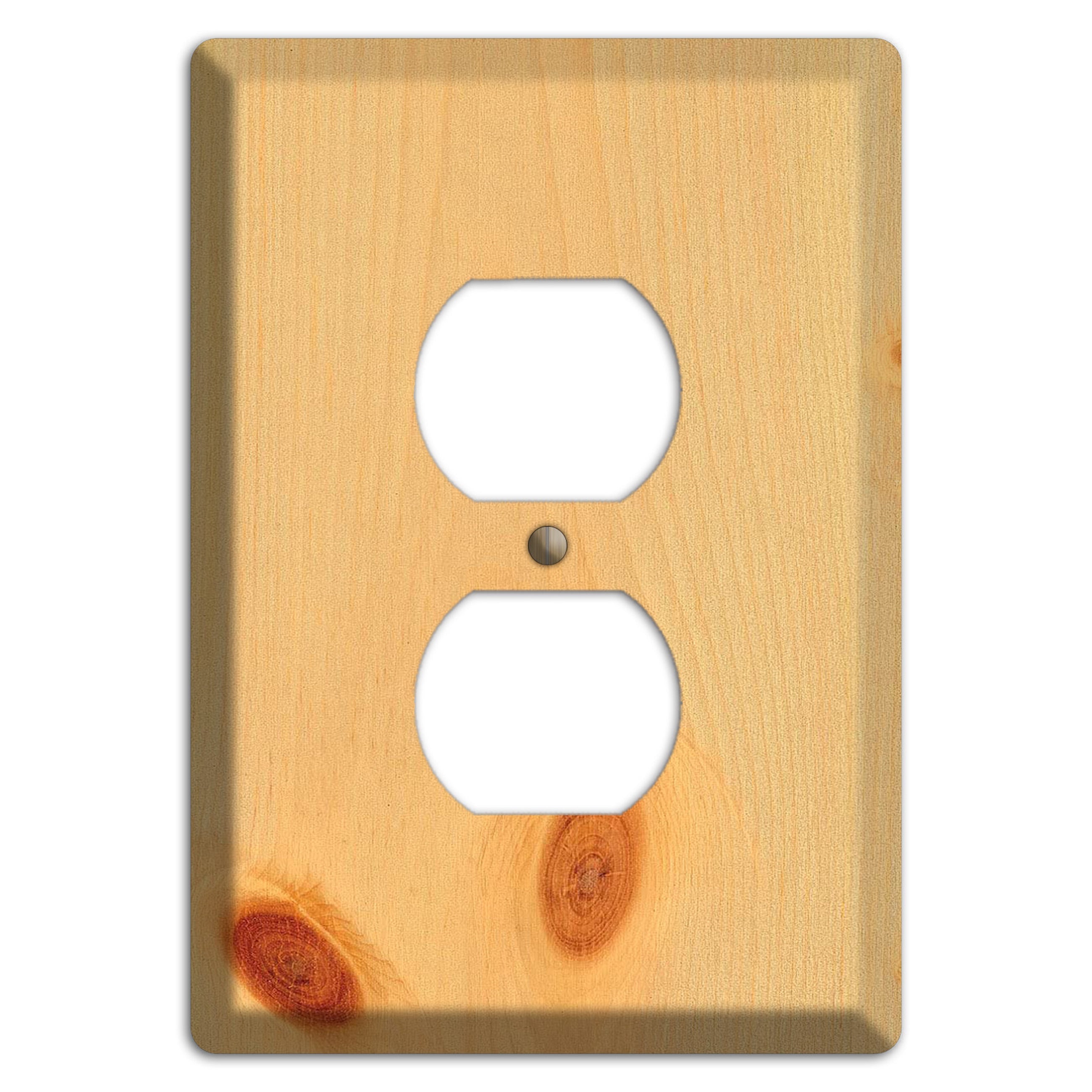 Unfinished Pine Wood Duplex Outlet Cover Plate