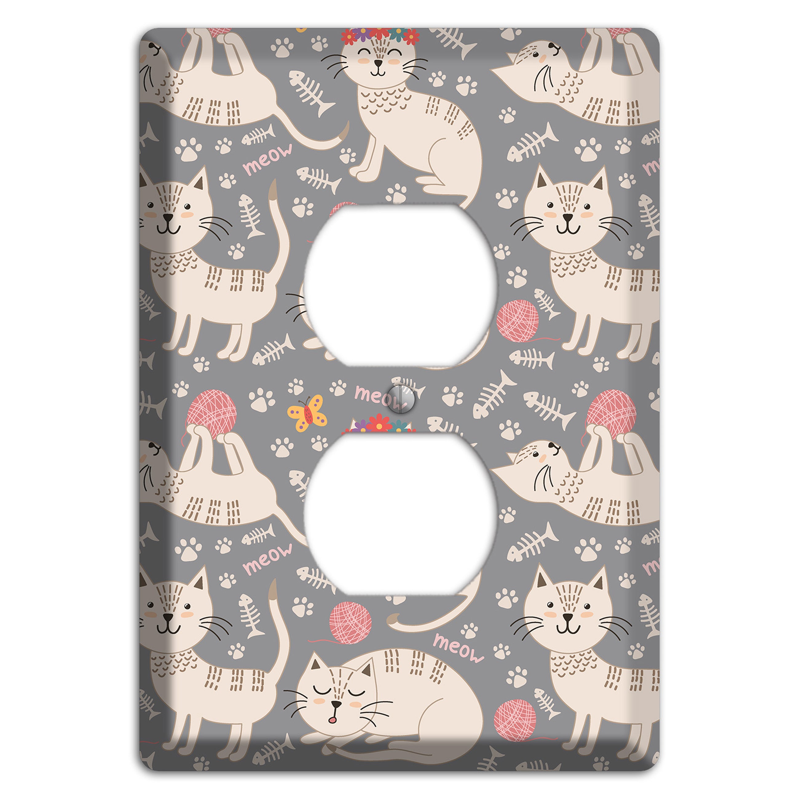 Meow Mix (Gray) Duplex Outlet Wallplate