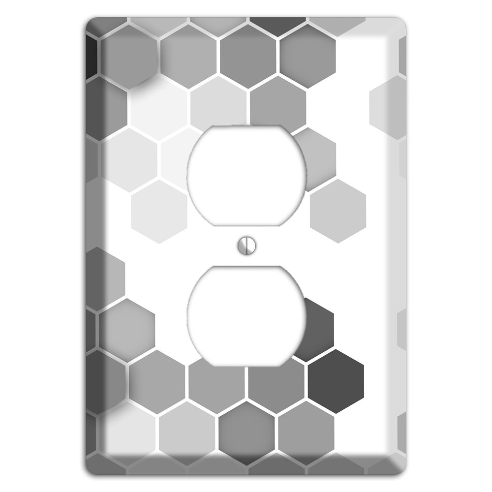 Monochrome Hexagon Tiling Duplex Outlet Wallplate