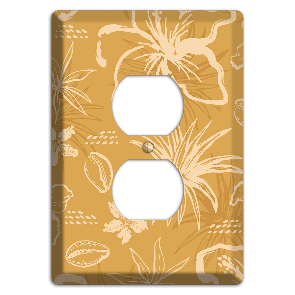 Golden Hibiscus Drift Duplex Outlet Wallplate
