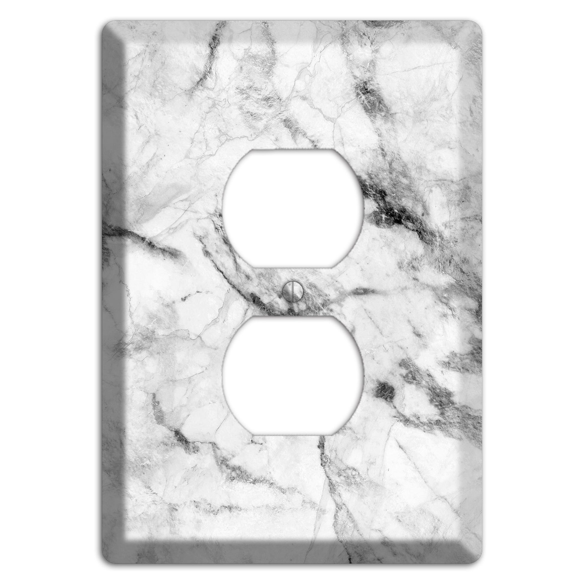 White and Gray Marble Duplex Outlet Wallplate