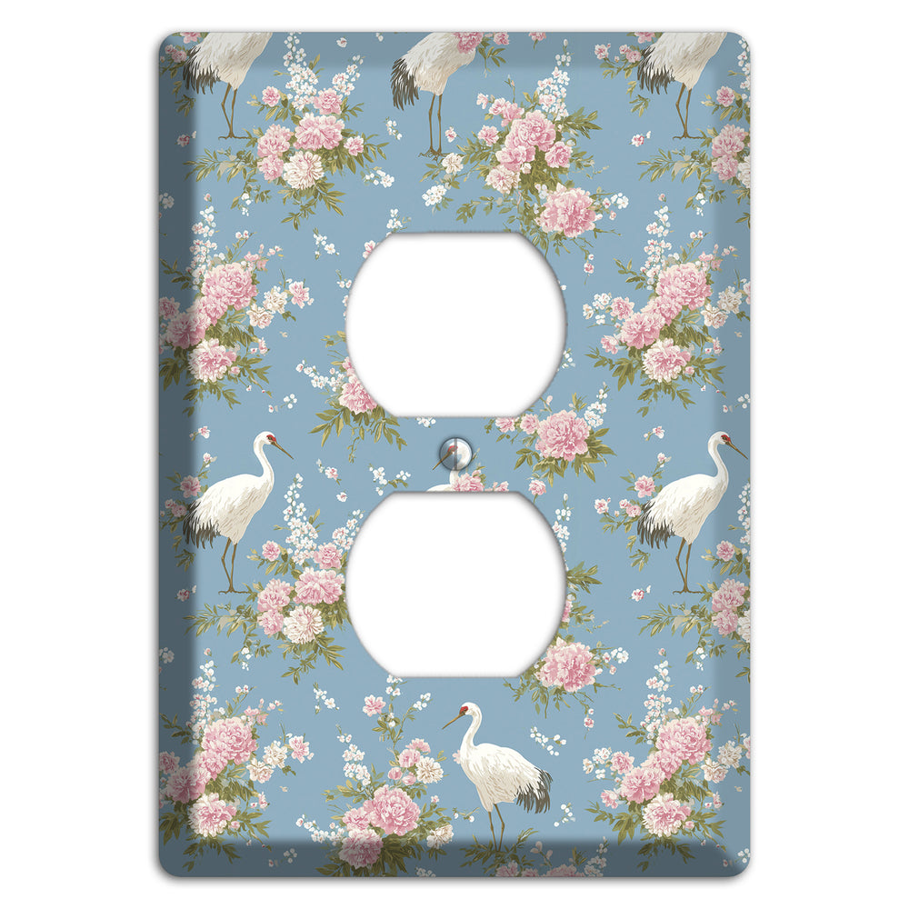 Dusty Blue Peony Flight Duplex Outlet Wallplate