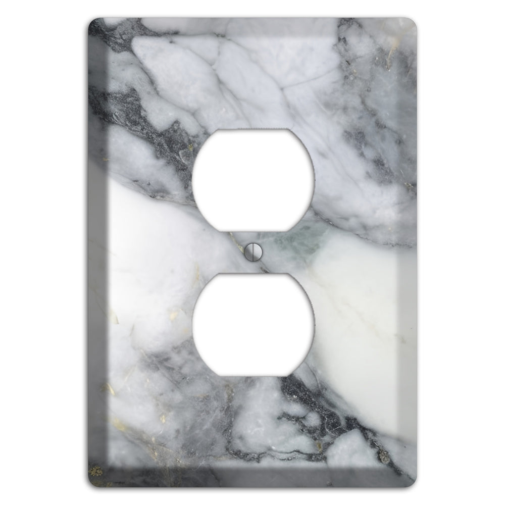 White and Grey Marble Duplex Outlet Wallplate