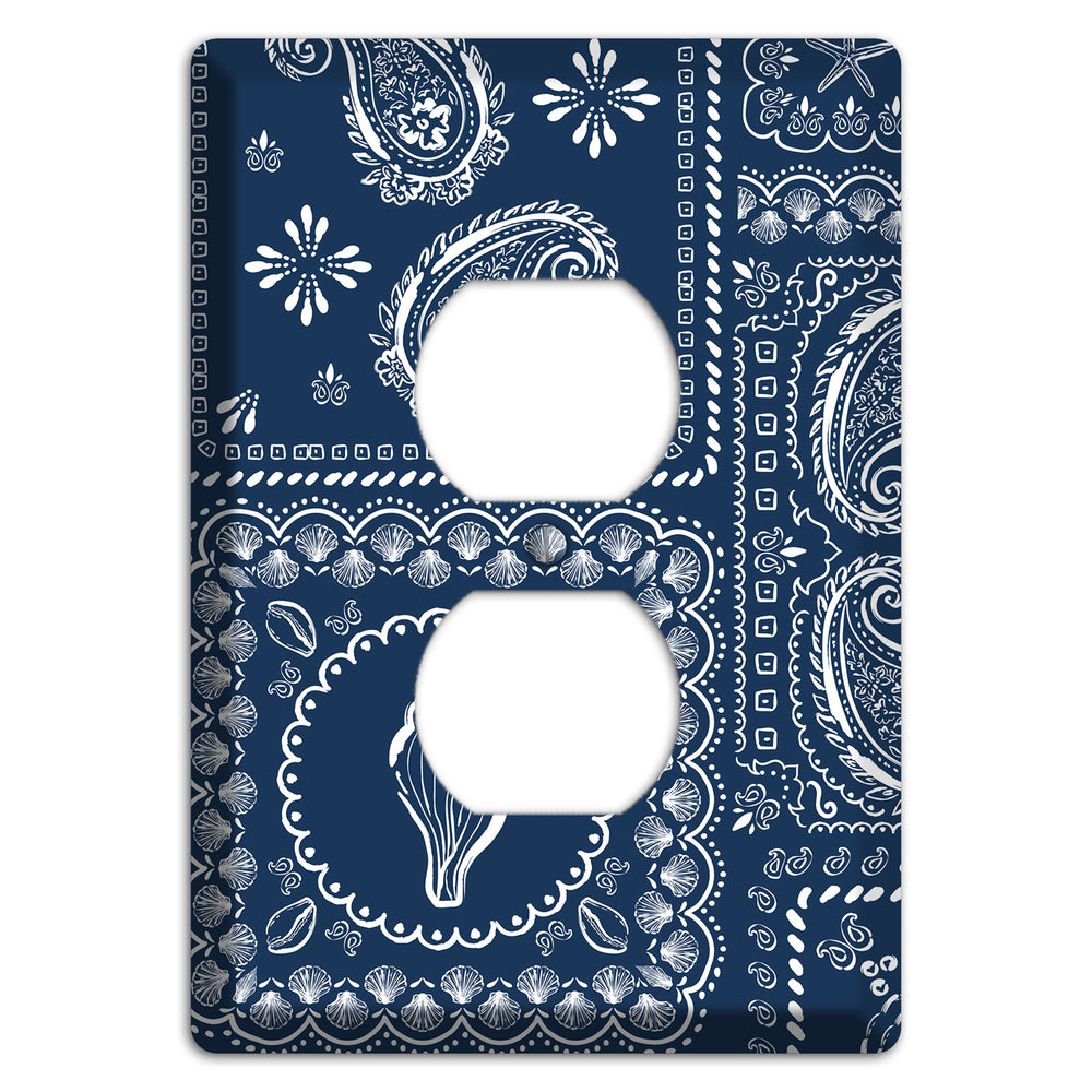 Navy Paisley Patchwork Duplex Outlet Wallplate