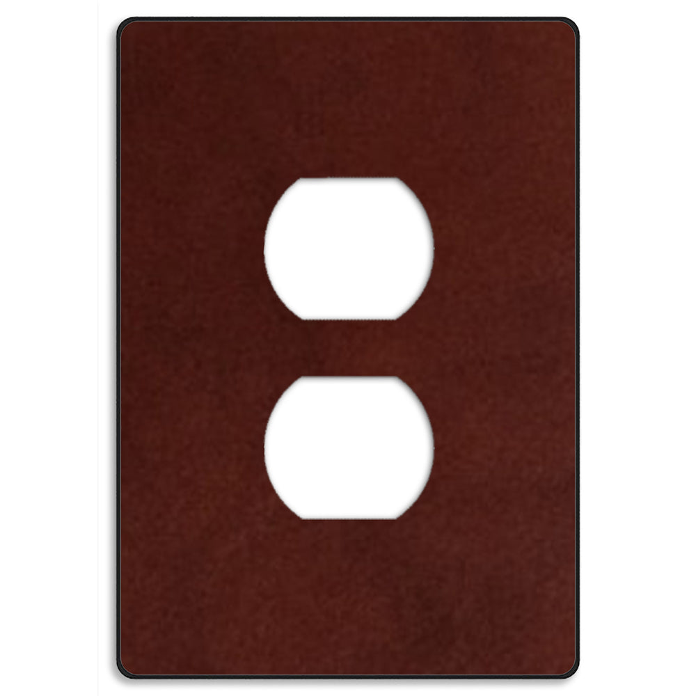 Screwless Leather Burgundy Duplex Outlet Wallplate
