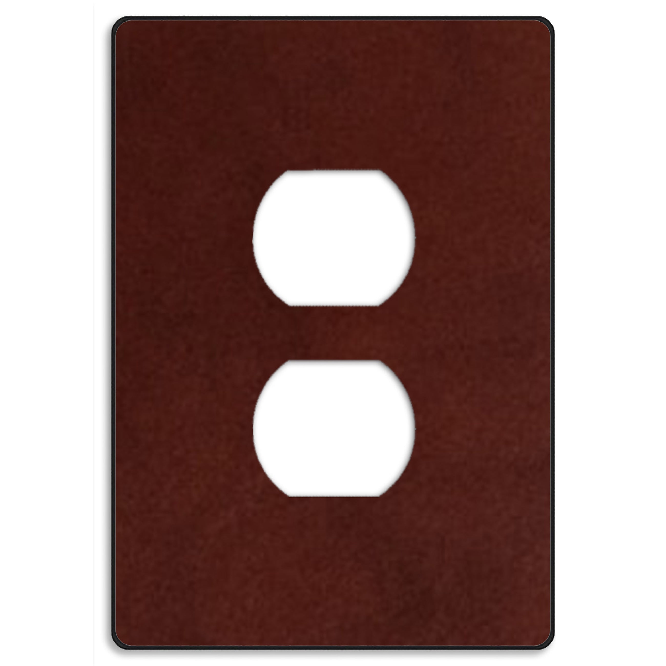 Screwless Leather Burgundy Duplex Outlet Wallplate
