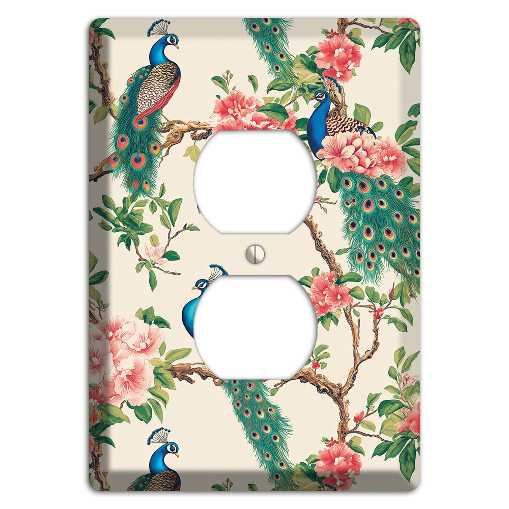 Peacock & Peony Court Duplex Outlet Wallplate