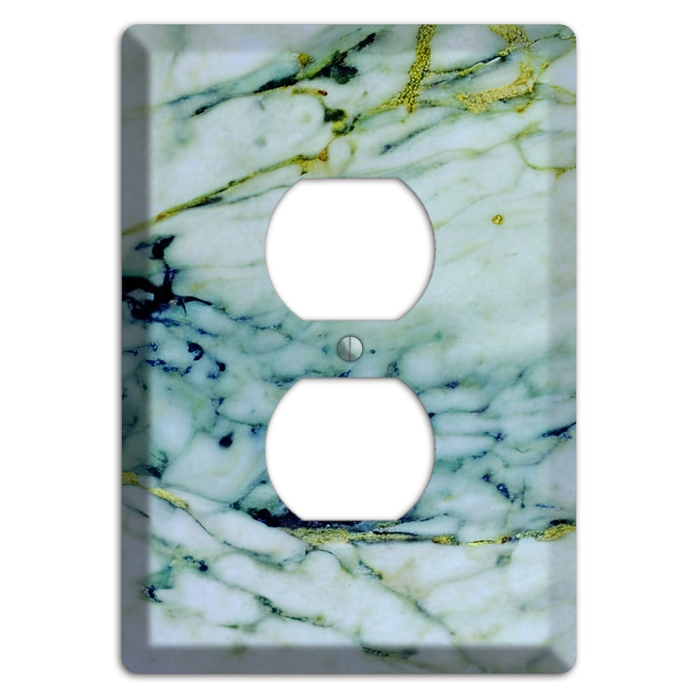 White, Green and Blue Marble Duplex Outlet Wallplate