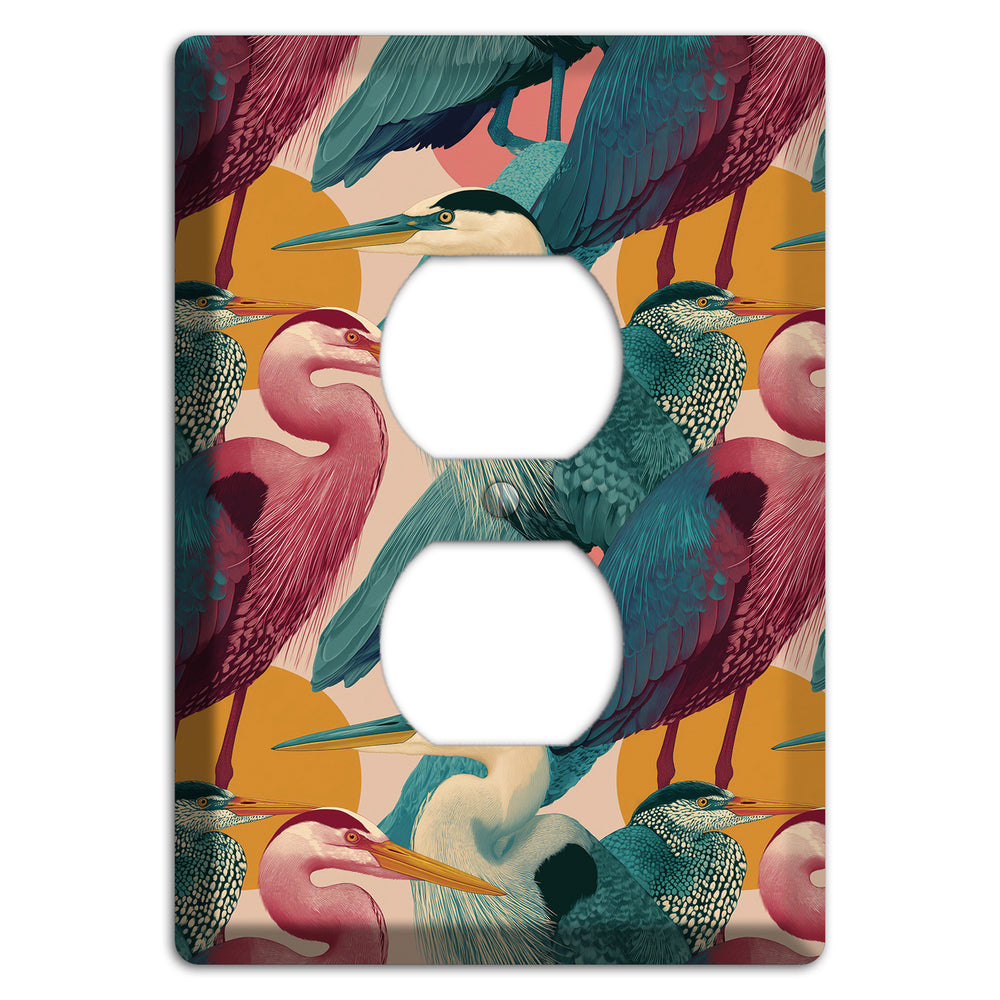 Teal Heron Mosaic Duplex Outlet Wallplate