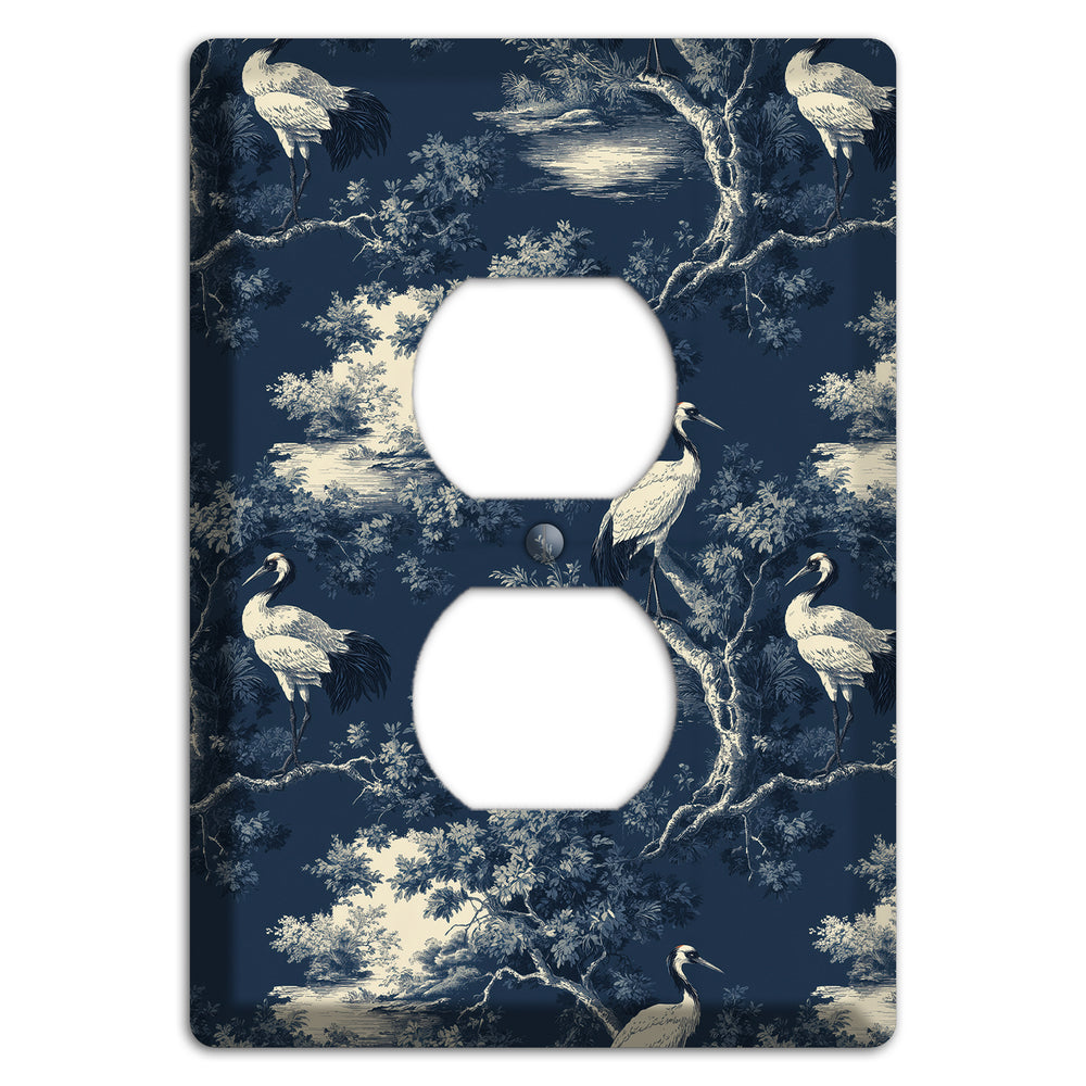 Midnight Crane Toile Duplex Outlet Wallplate