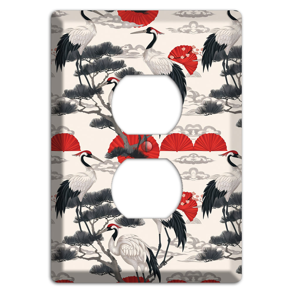 Crimson Fan & Pine Duplex Outlet Wallplate