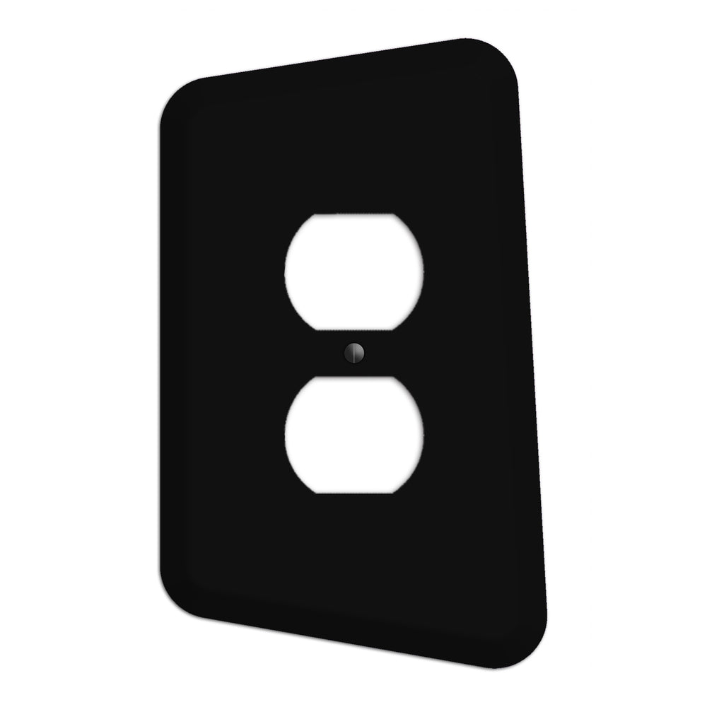 Matte Black Mid-Century Asymmetra Duplex Outlet Wallplate