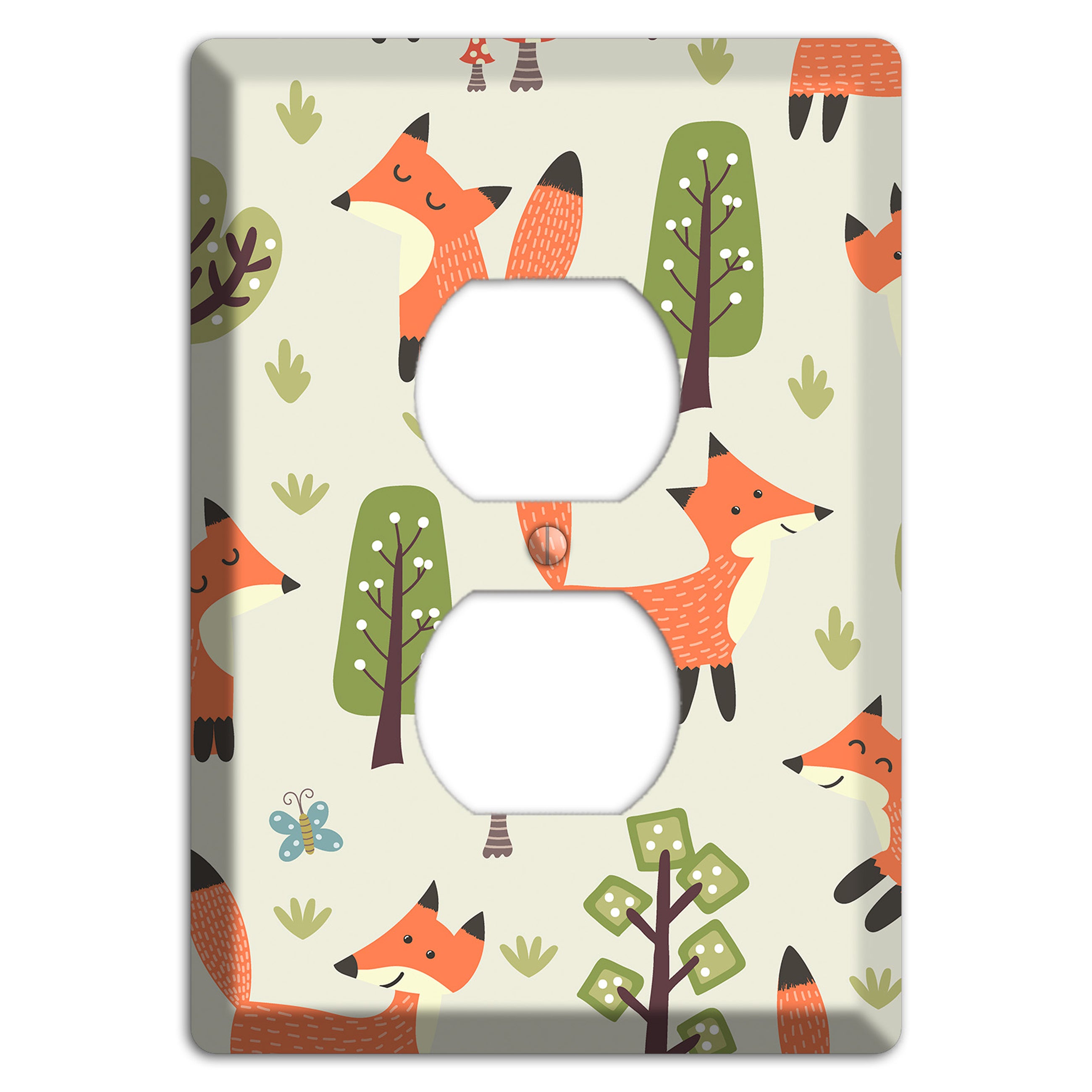 Fox & Forest (Olive) Duplex Outlet Wallplate