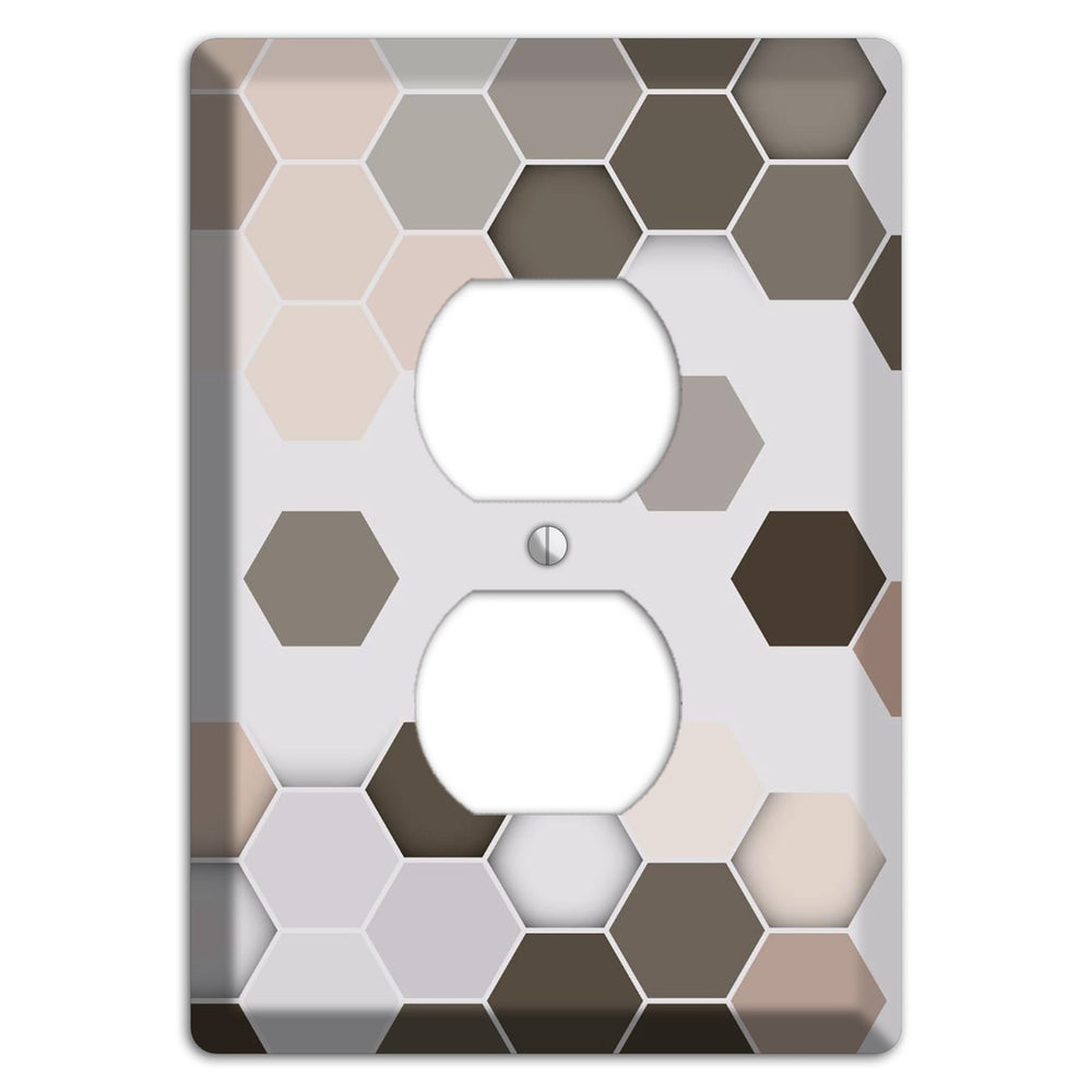 Hex Grid ‚Äì Cool Slate Duplex Outlet Wallplate