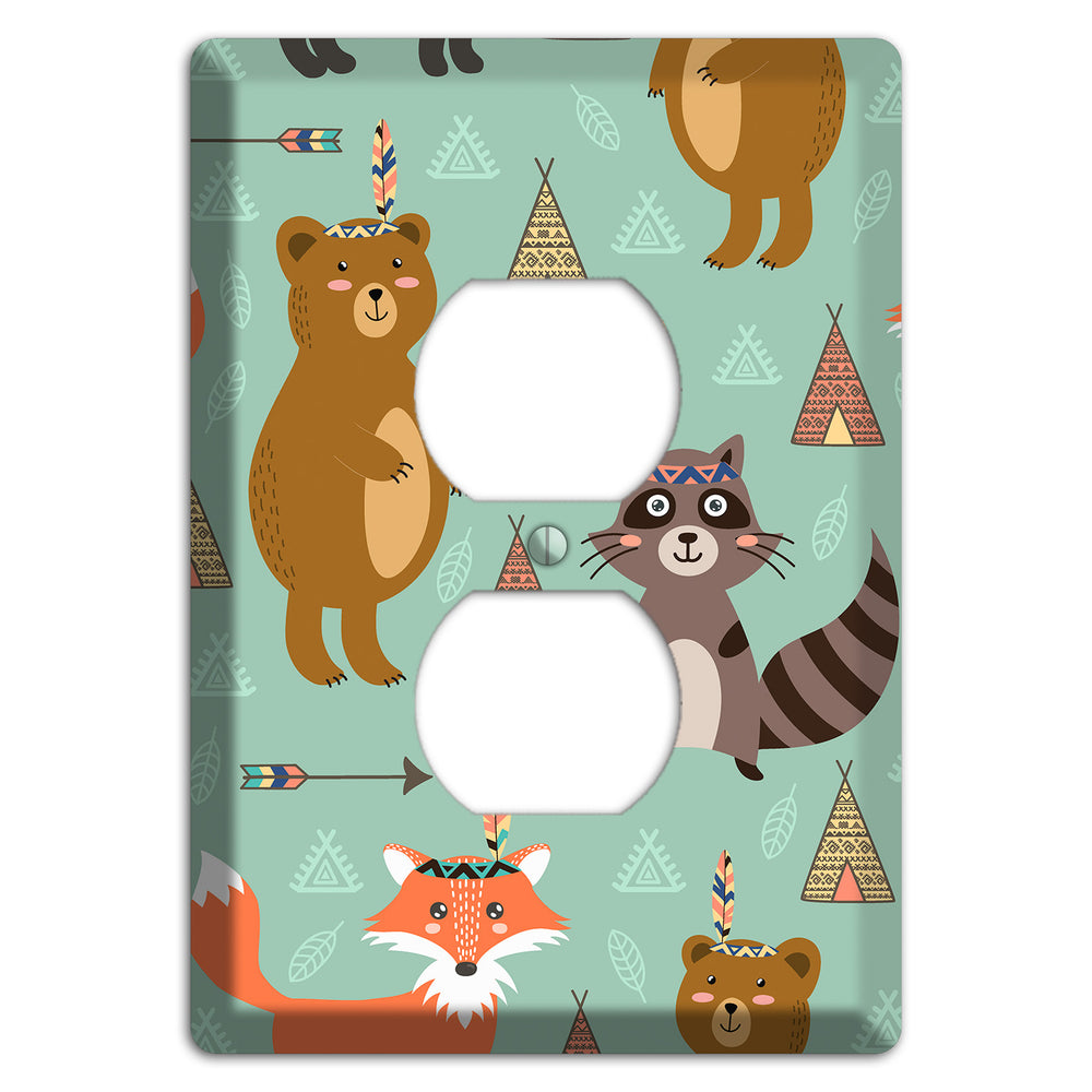 Tribal Woodland Camp Duplex Outlet Wallplate