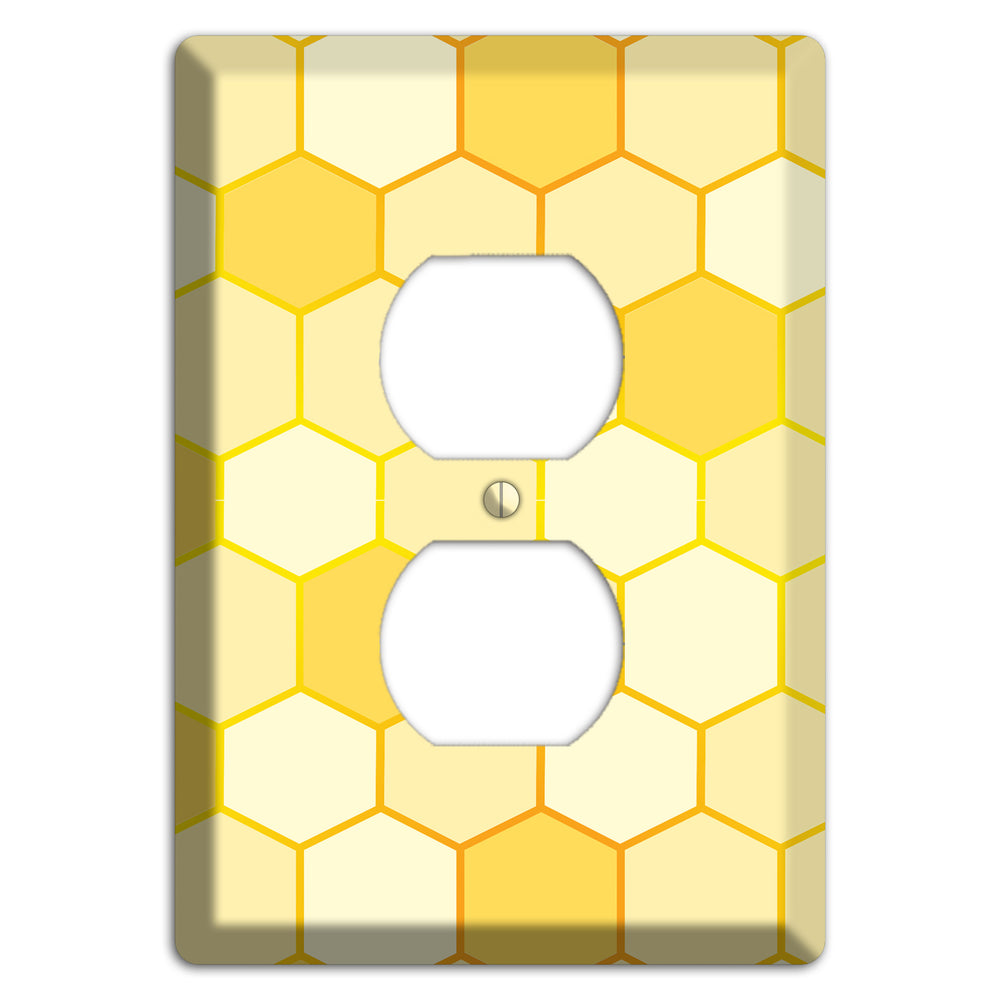 Hollow Amber Grid Duplex Outlet Wallplate