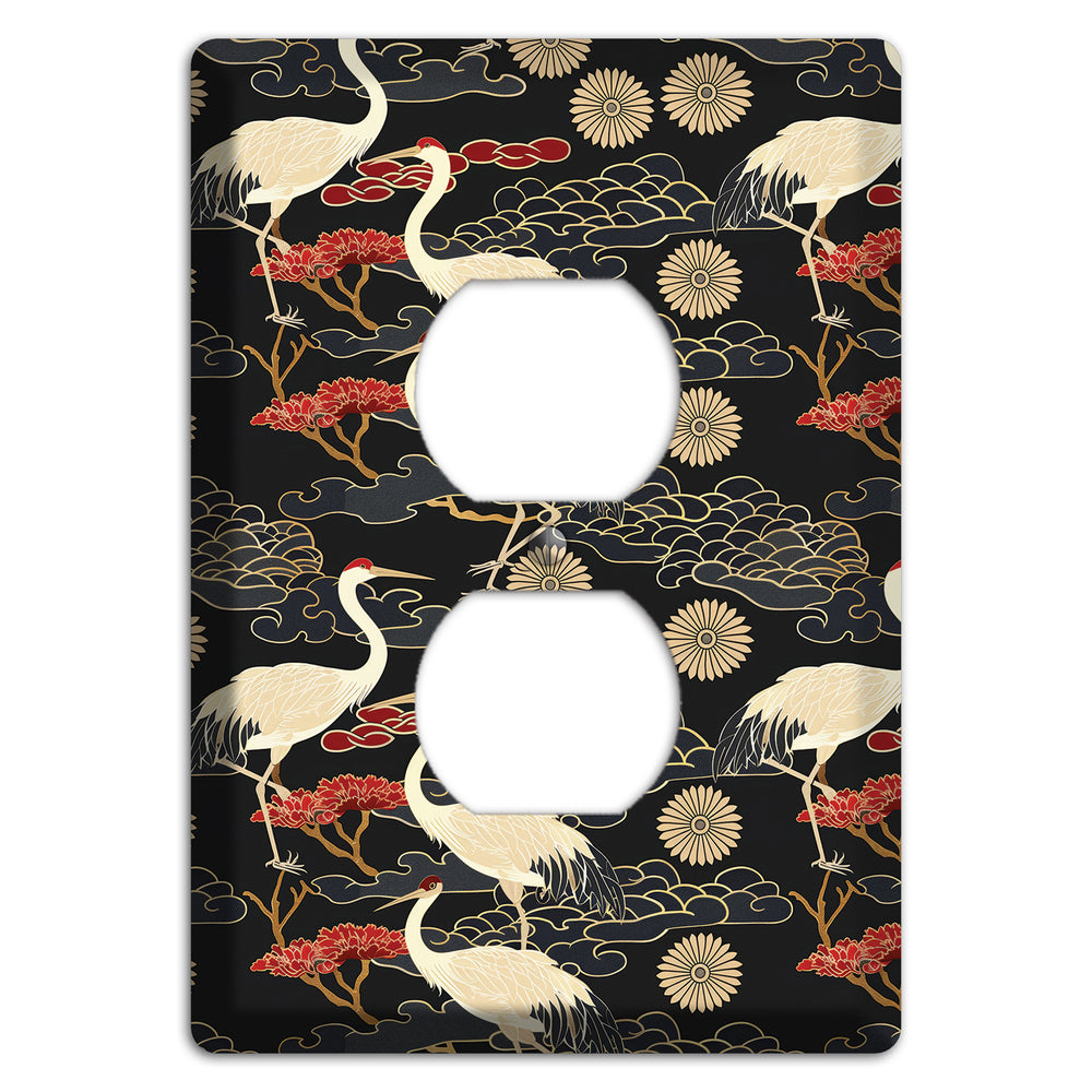 Obsidian Crane Procession Duplex Outlet Wallplate